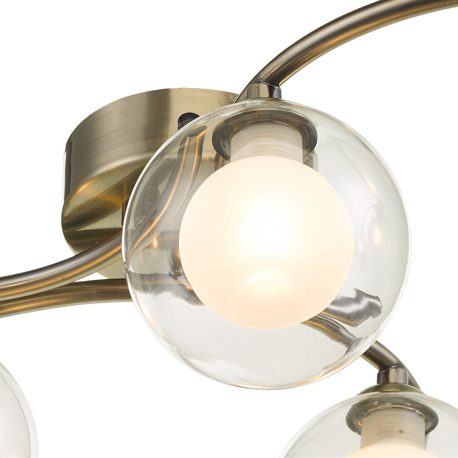 dar lighting Nakita 6 Light Semi Flush Antique Brass With Clear.Opal Glass NAK6475-04