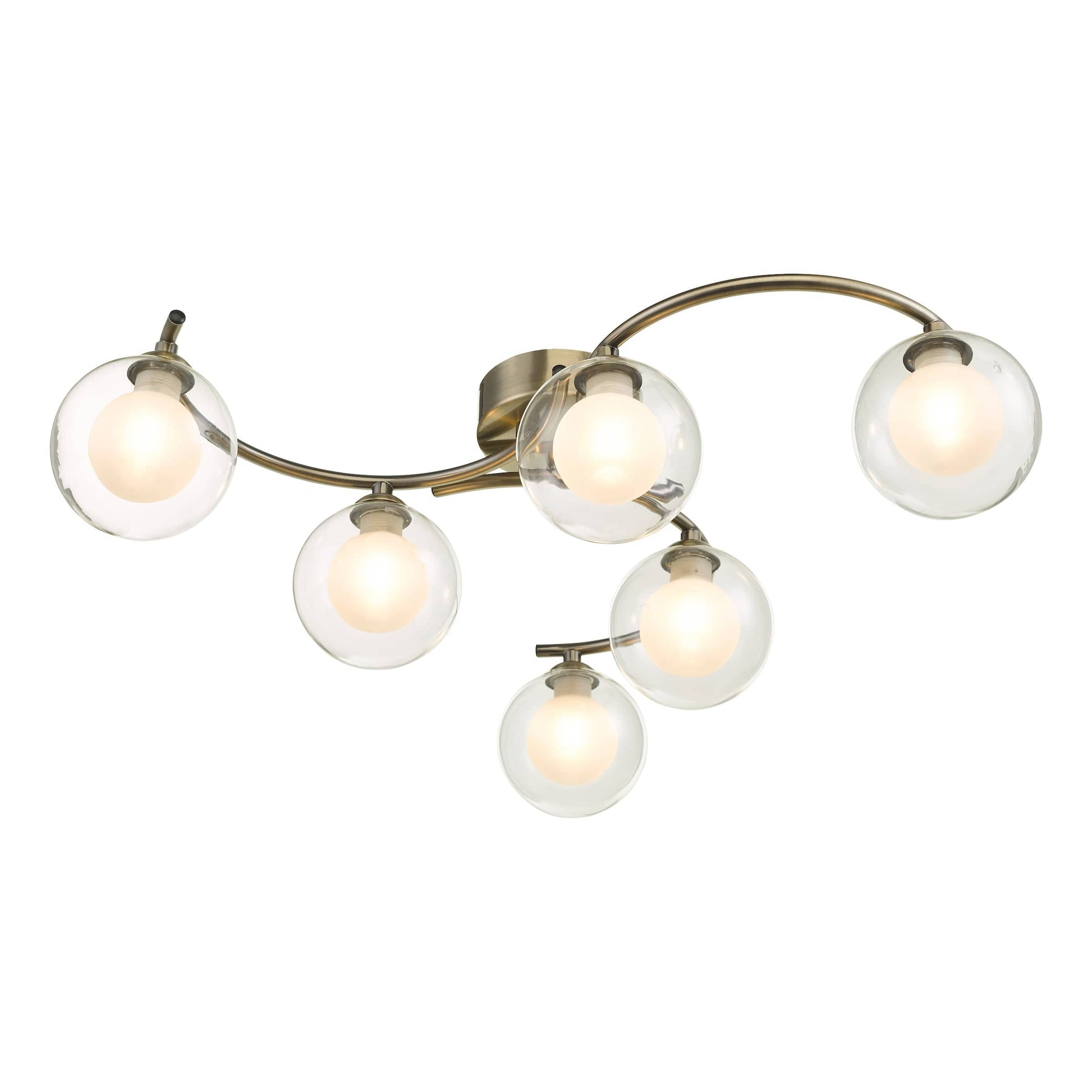 dar lighting Nakita 6 Light Semi Flush Antique Brass With Clear.Opal Glass NAK6475-04