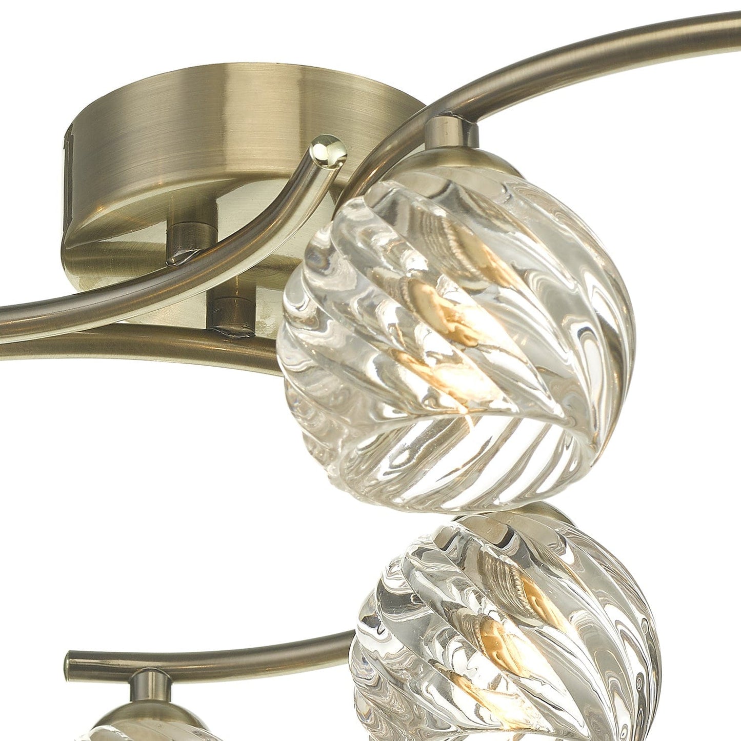 dar lighting Nakita 6 Light Semi Flush Antique Brass With Twisted Open Glass NAK6475-05