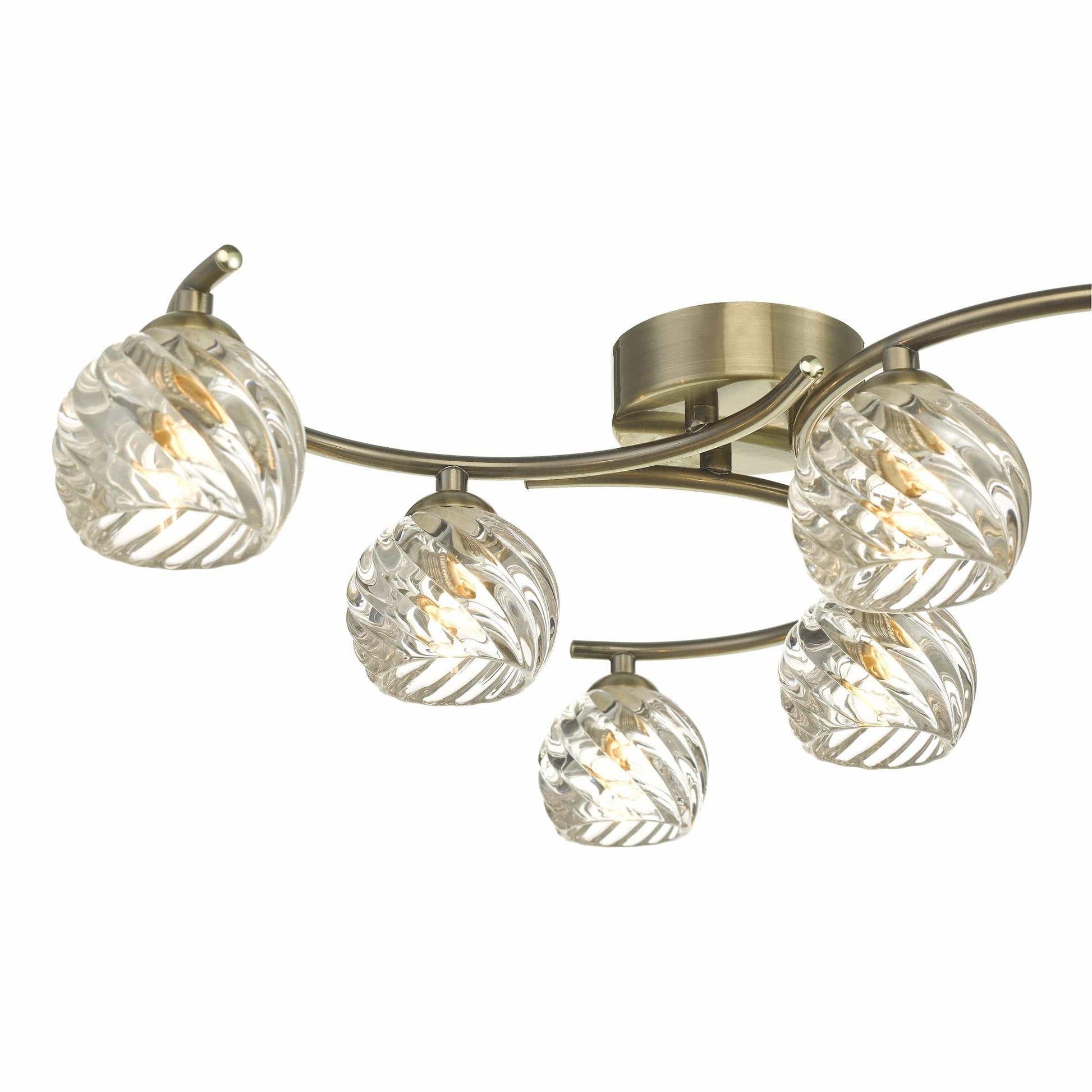 dar lighting Nakita 6 Light Semi Flush Antique Brass With Twisted Open Glass NAK6475-05