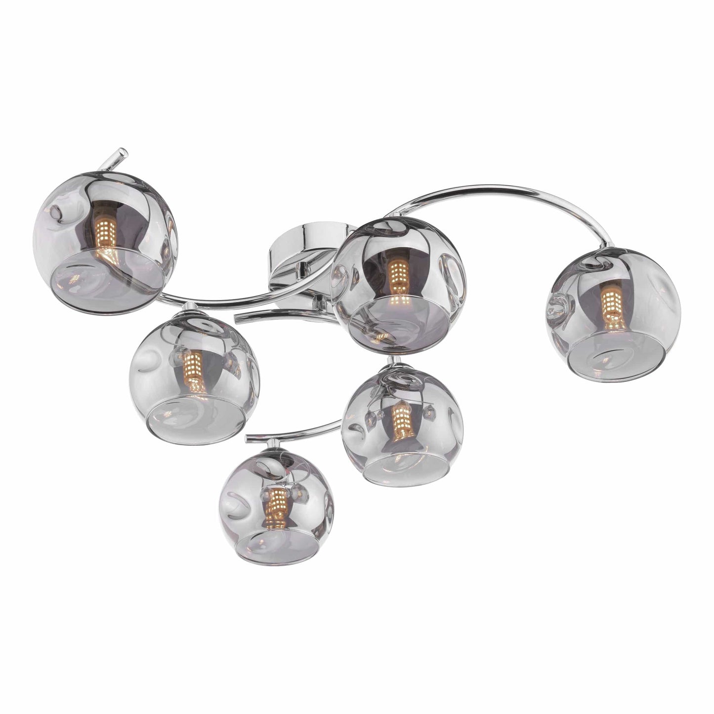 dar lighting Nakita 6 Light Semi Flush Polished Chrome Smoked Dimpled Glass NAK6450-15