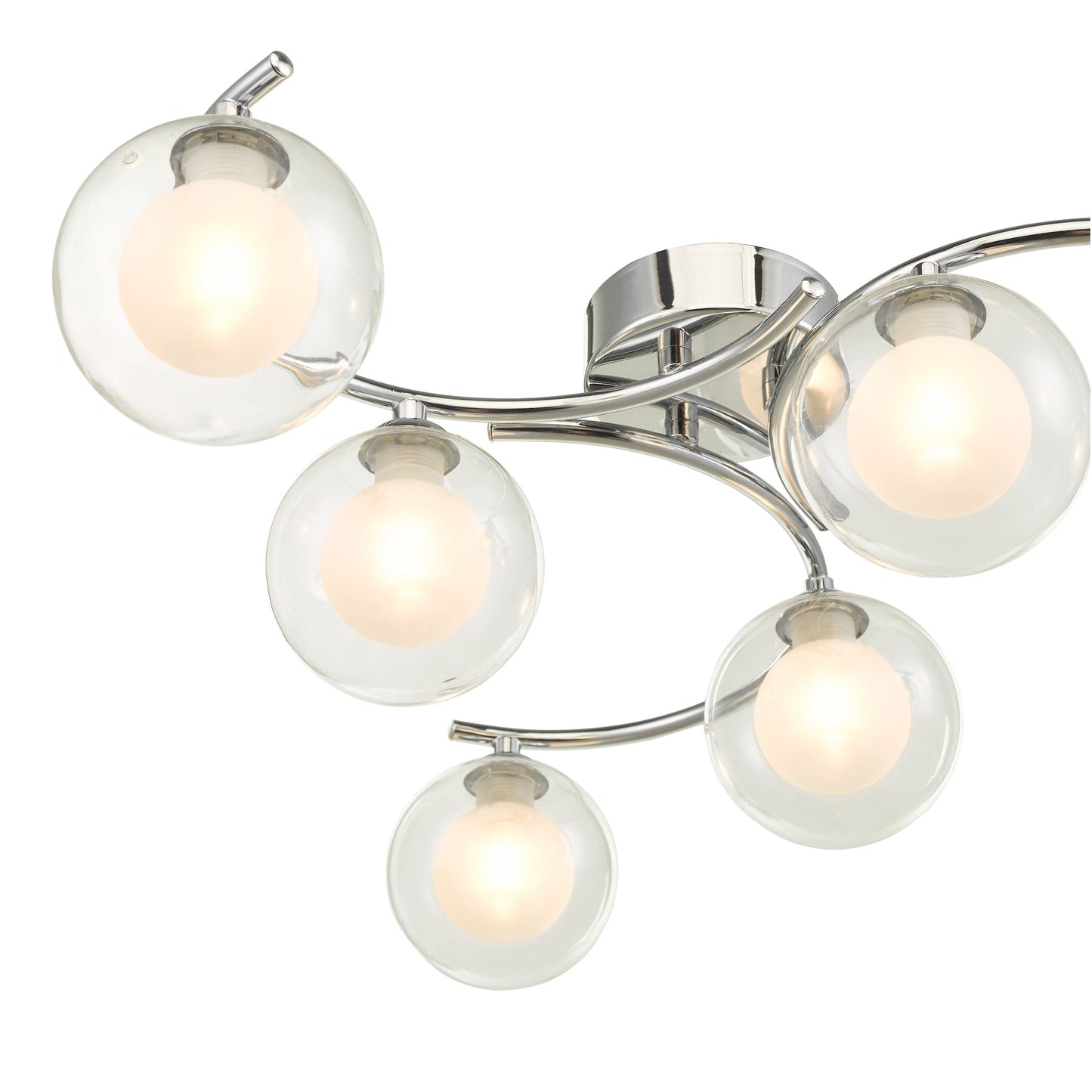 dar lighting Nakita 6 Light Semi Flush Polished Chrome With Clear/Opal Glass NAK6450-04