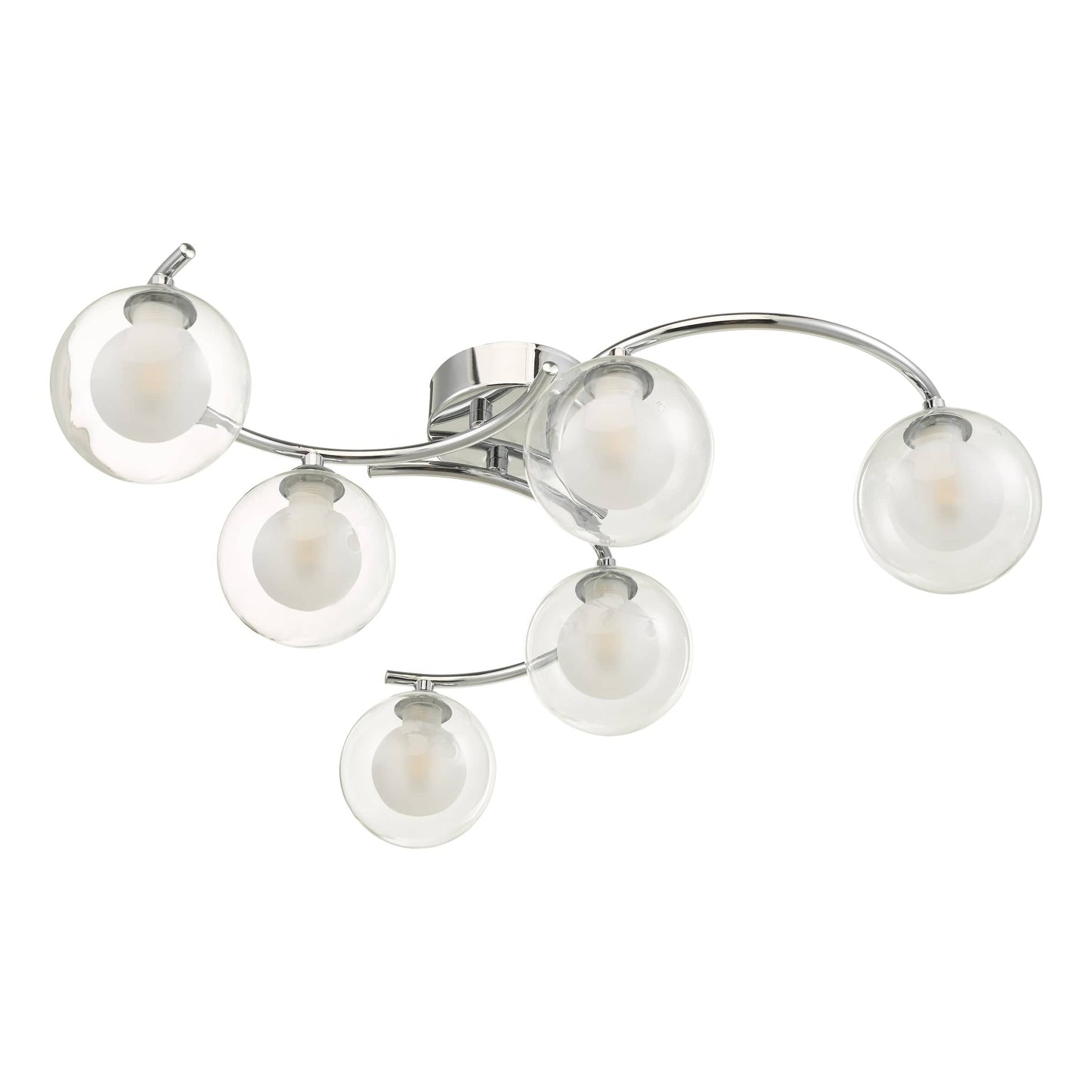 dar lighting Nakita 6 Light Semi Flush Polished Chrome With Clear/Opal Glass NAK6450-04