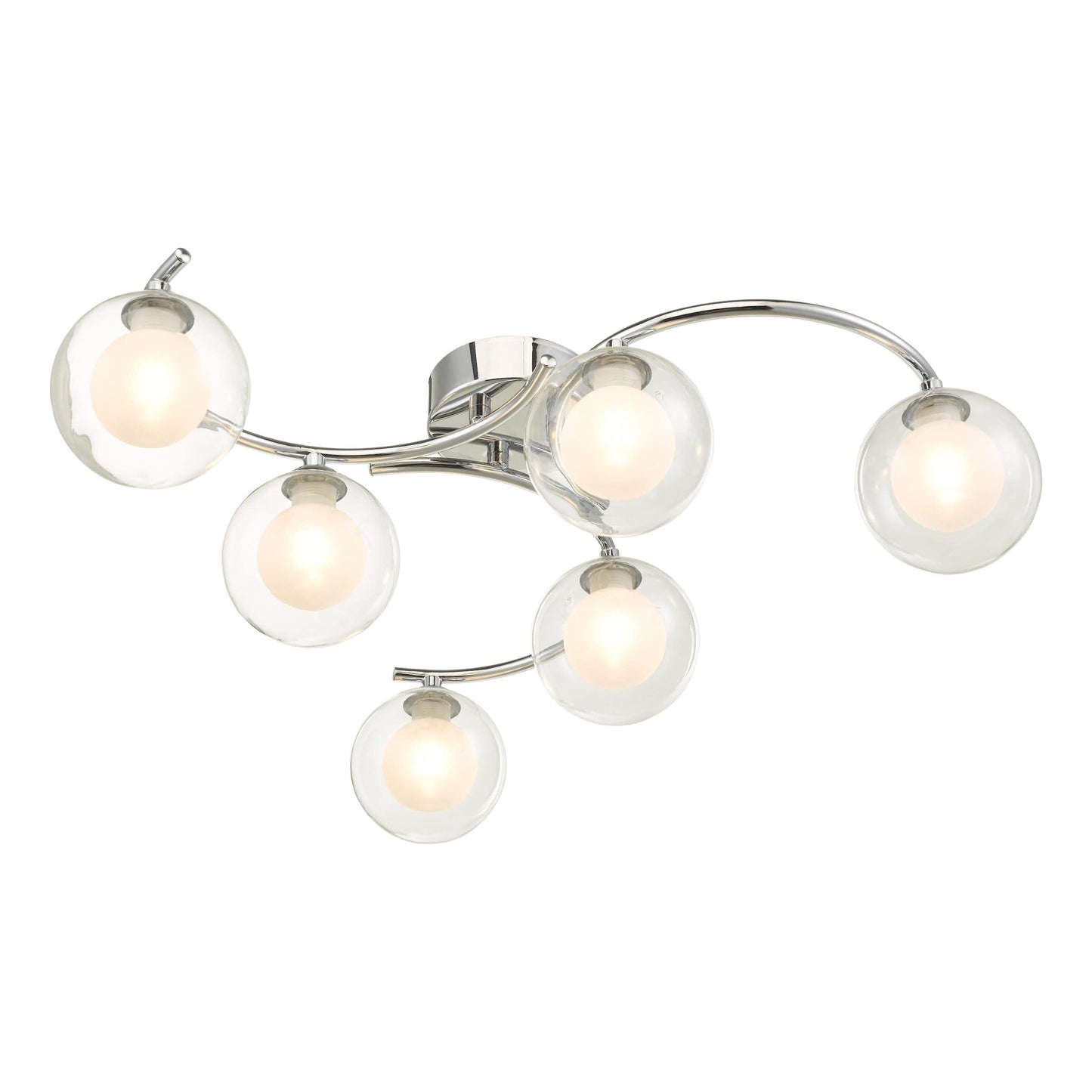 dar lighting Nakita 6 Light Semi Flush Polished Chrome With Clear/Opal Glass NAK6450-04