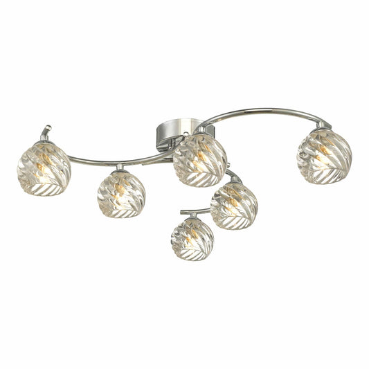 dar lighting Nakita 6 Light Semi Flush Polished Chrome With Twisted Open Glass NAK6450-05