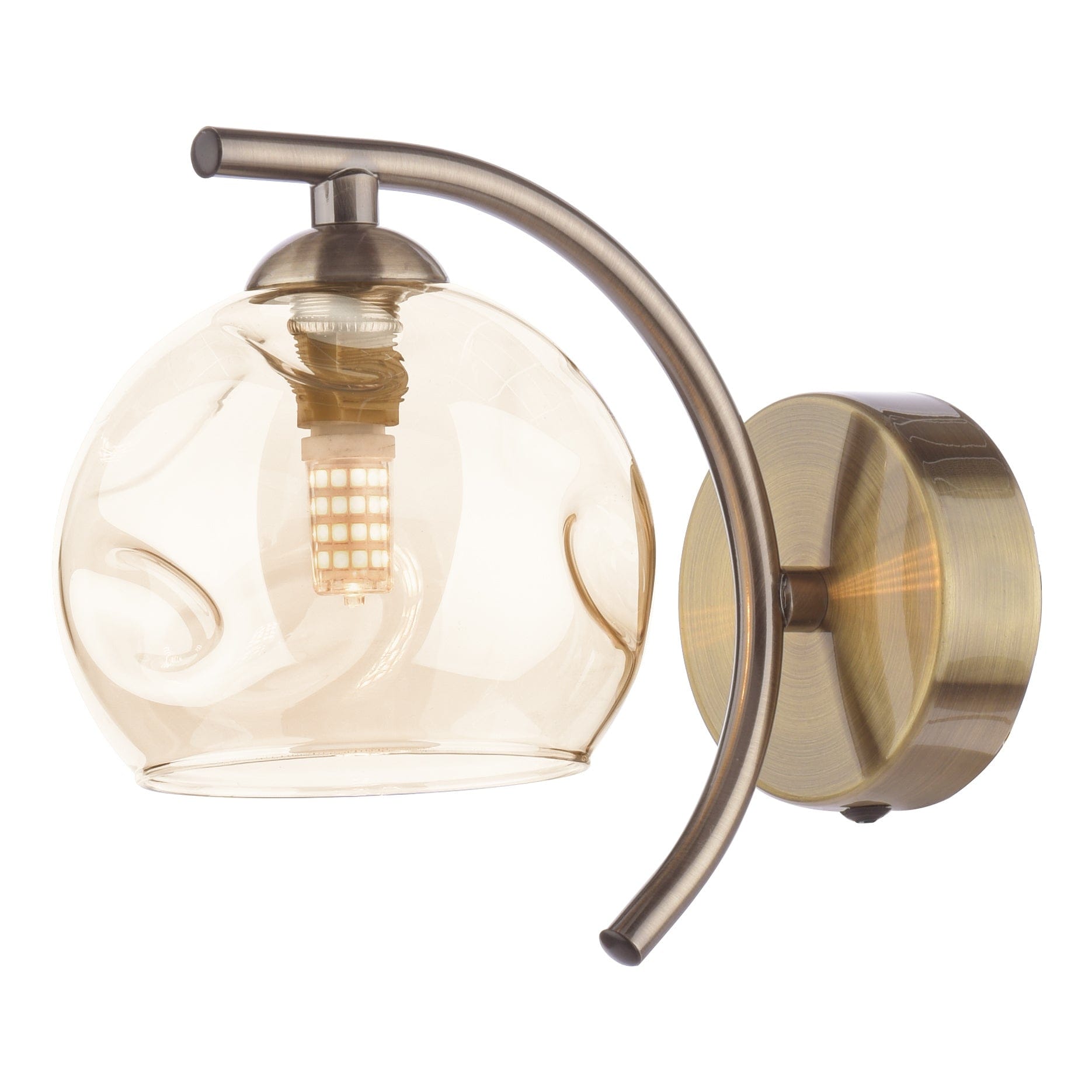 dar lighting Nakita Wall Light Antique Brass Champagne Dimpled Glass NAK0775-16