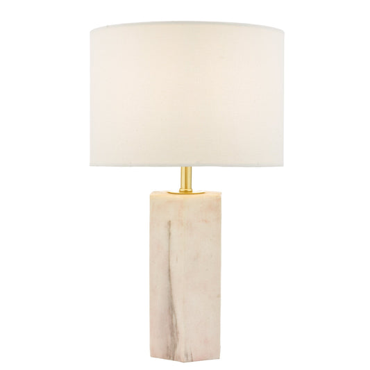 dar lighting Nalani Table Lamp Pink Marble Effect With Shade NAL4203