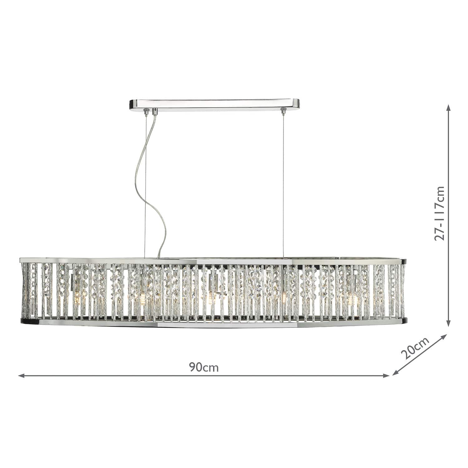 dar lighting Nantes 5 Light Bar Pendant Polished Chrome Aluminium NAN6268