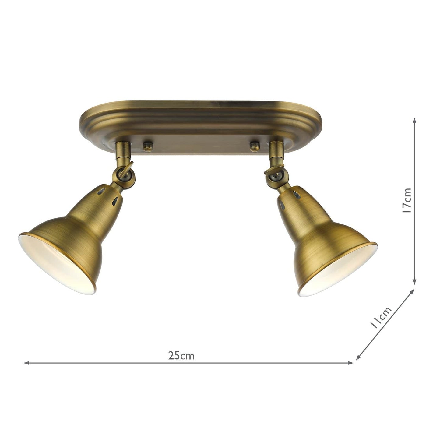 dar lighting Nathaniel 2 Light Plate Spotlight Aged Brass NAT7542