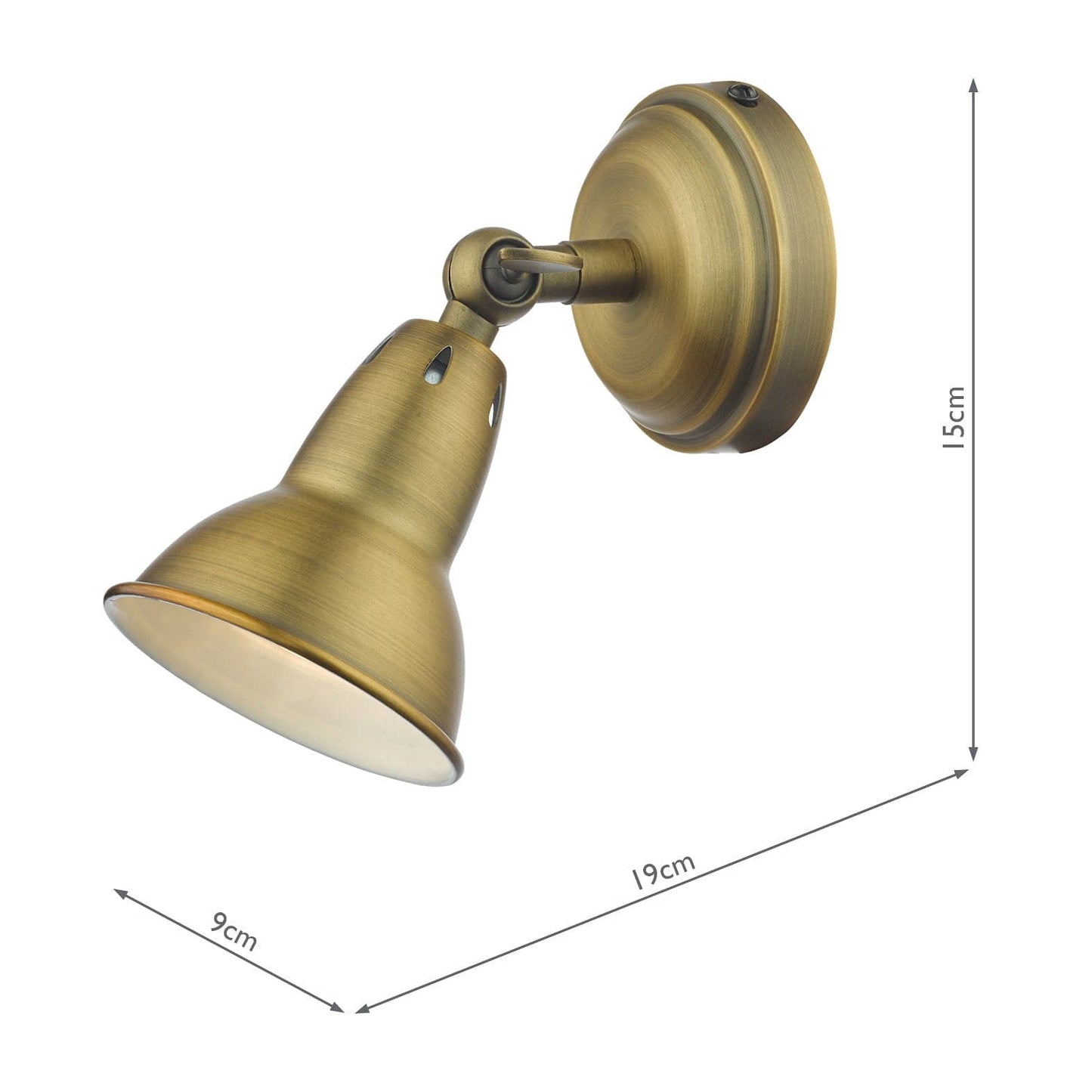 dar lighting Nathaniel Single Wall Spotlight Aged Brass NAT0742