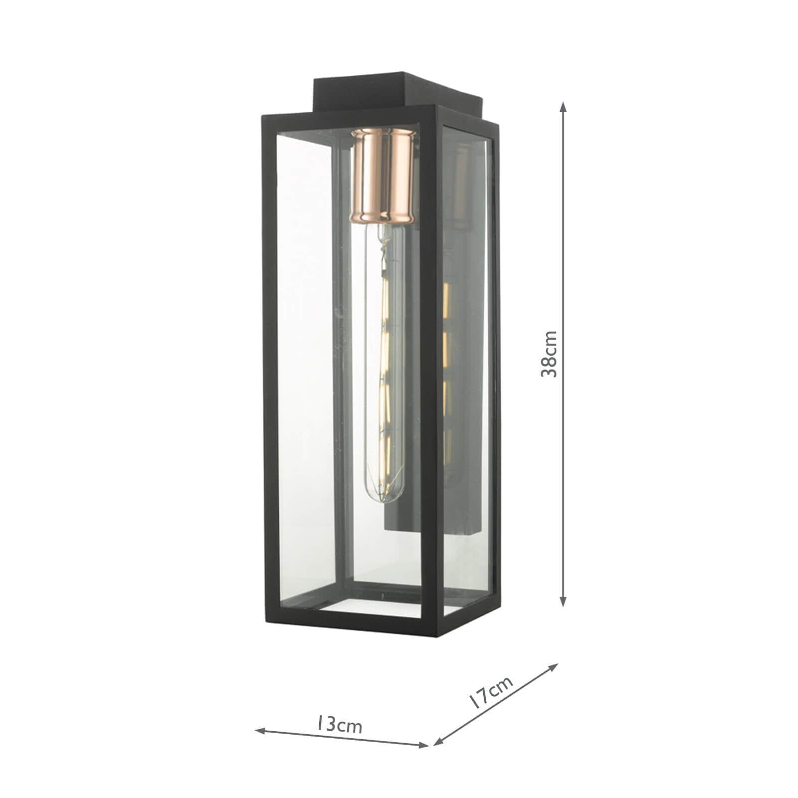 dar lighting Naxos Outdoor Wall Light Black Glass IP43 NAX1522