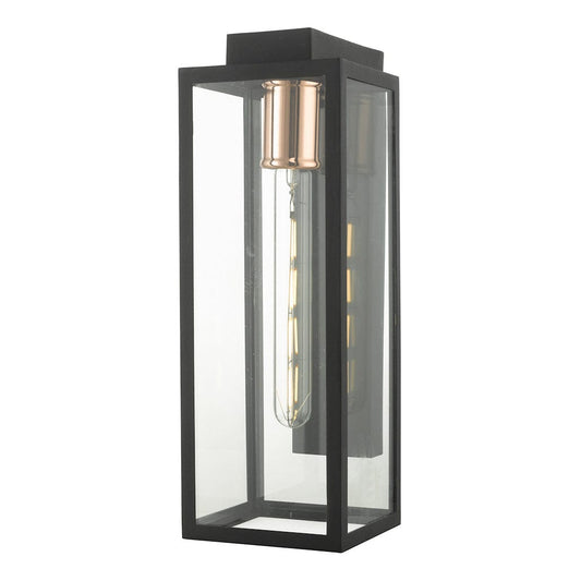 dar lighting Naxos Outdoor Wall Light Black Glass IP43 NAX1522