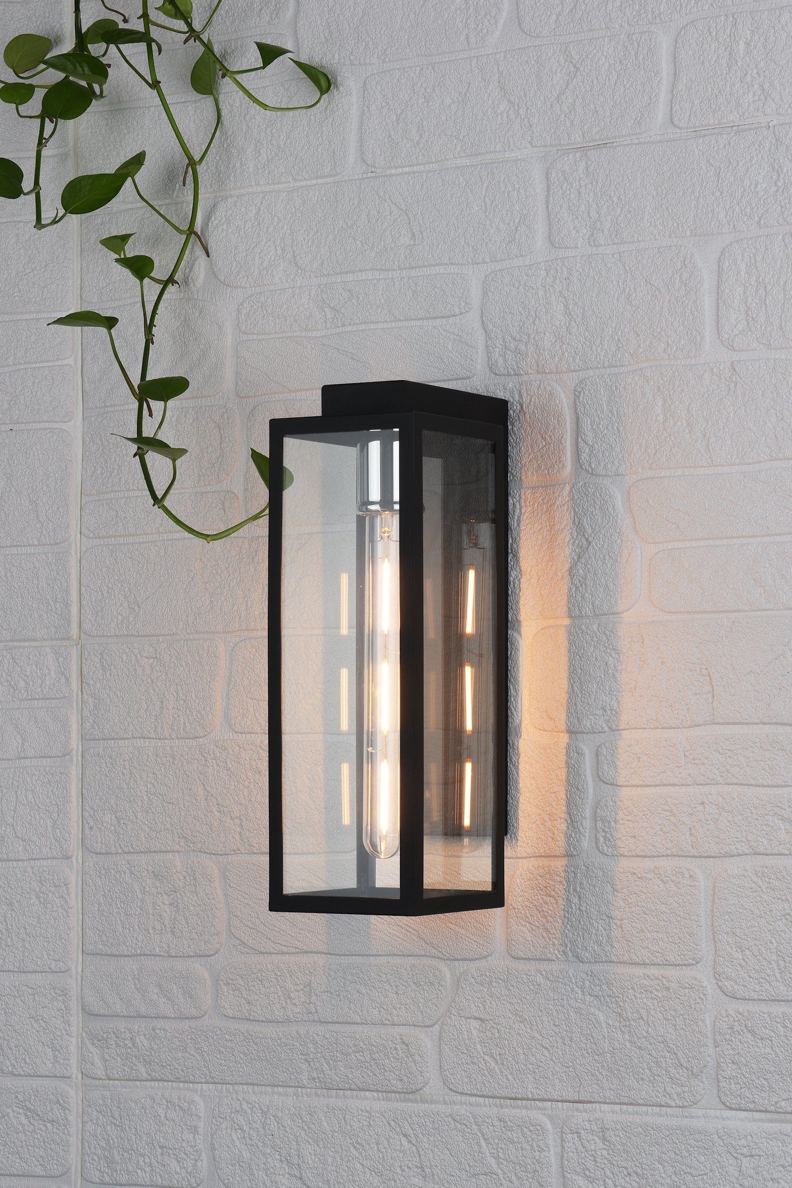 dar lighting Naxos Outdoor Wall Light Black Glass IP43 NAX1522