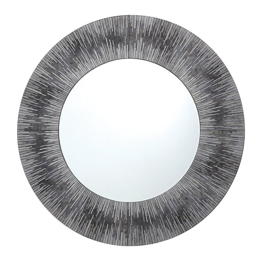 dar lighting Neome Round Mirror With Purple/Grey Frame 80cm 002NEO80