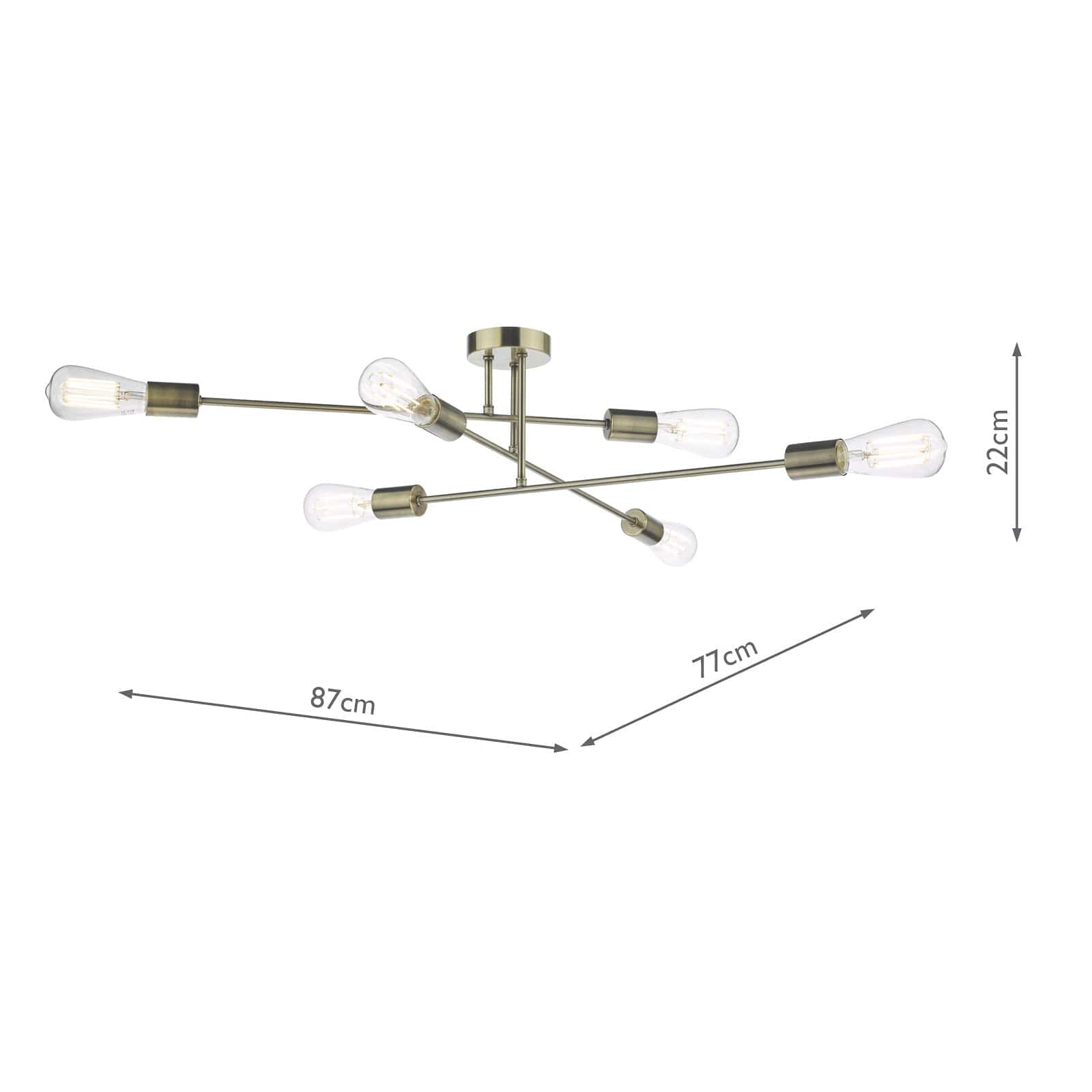 dar lighting Neve 6 Light Flush Antique Brass NEV6475