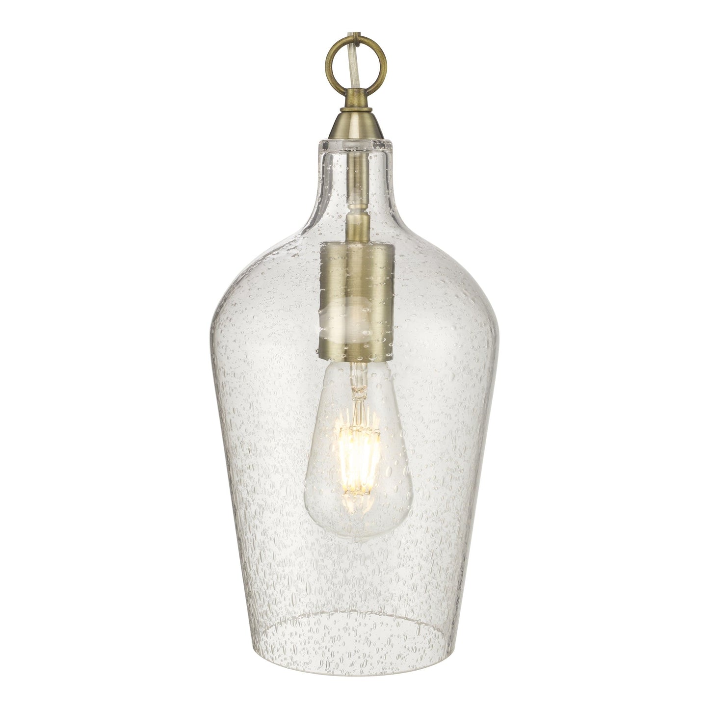 dar lighting Nida Pendant Antique Brass Glass NID0175