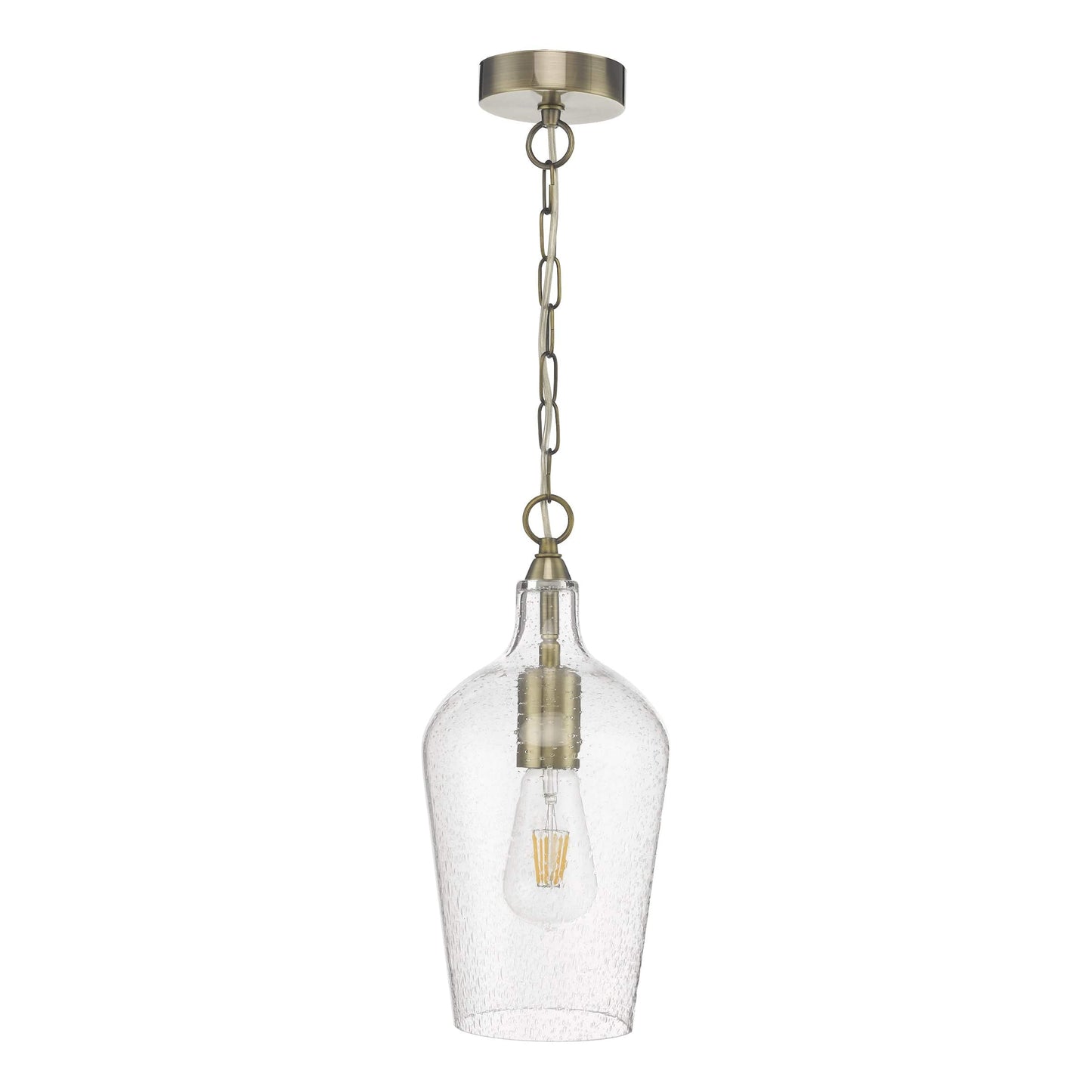 dar lighting Nida Pendant Antique Brass Glass NID0175