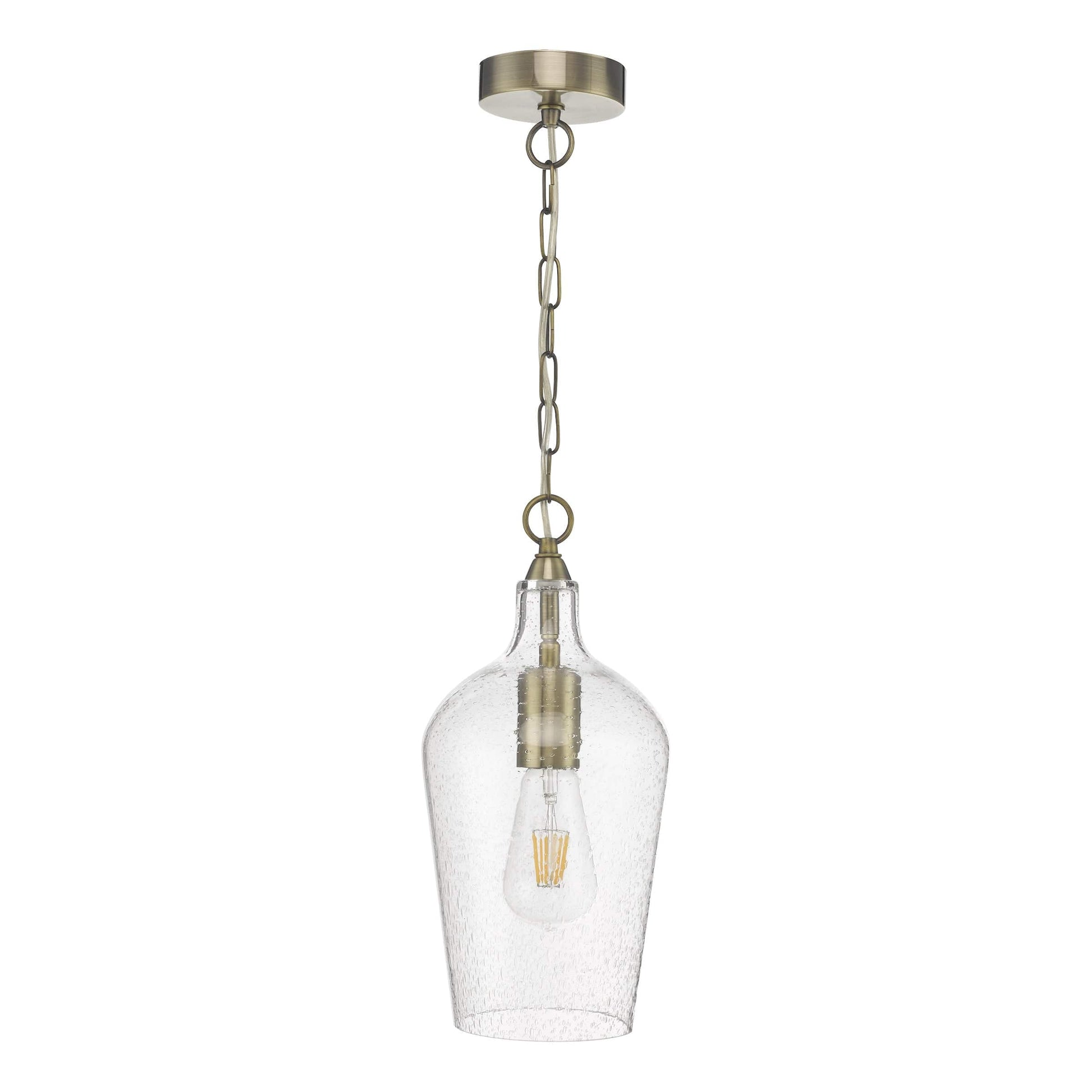 dar lighting Nida Pendant Antique Brass Glass NID0175