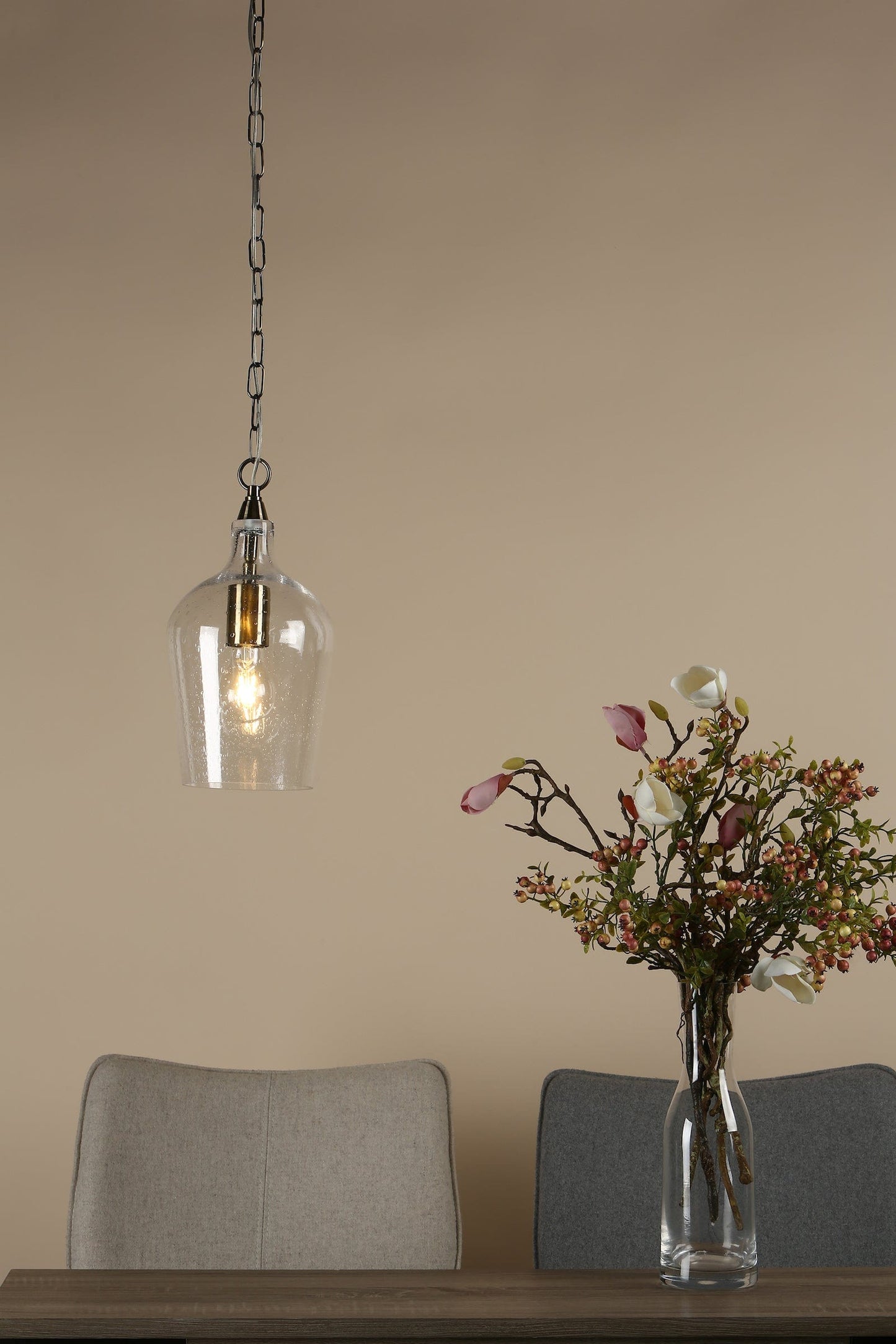 dar lighting Nida Pendant Antique Brass Glass NID0175