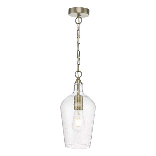 dar lighting Nida Pendant Antique Brass Glass NID0175