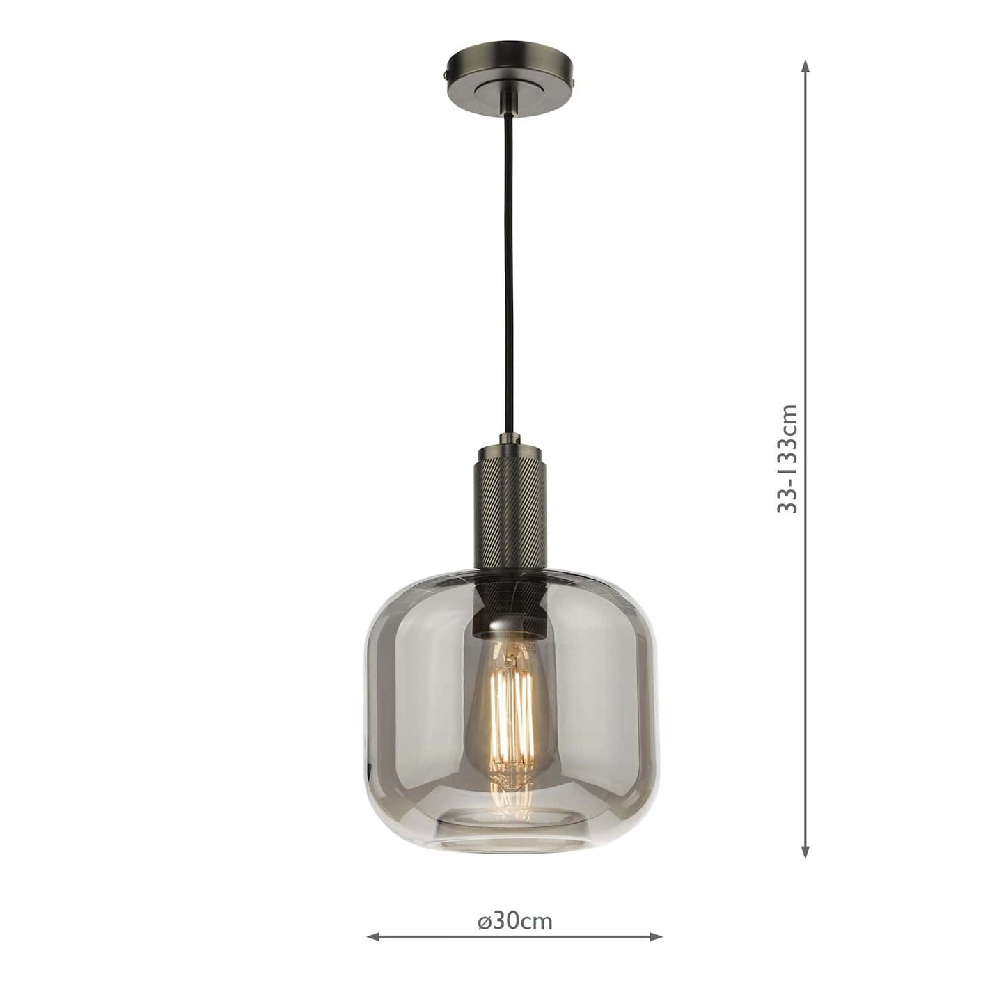 dar lighting Nikolas Pendant Antique Chrome Smoked Glass NIK0167-E05