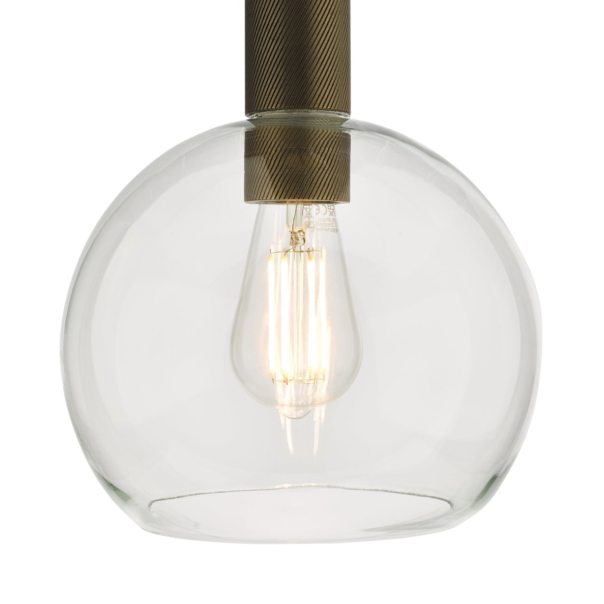 dar lighting Nikolas Pendant Natural Solid Brass Round Clear Glass NIK0140-E03