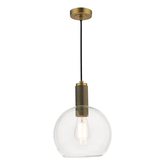 dar lighting Nikolas Pendant Natural Solid Brass Round Clear Glass NIK0140-E03