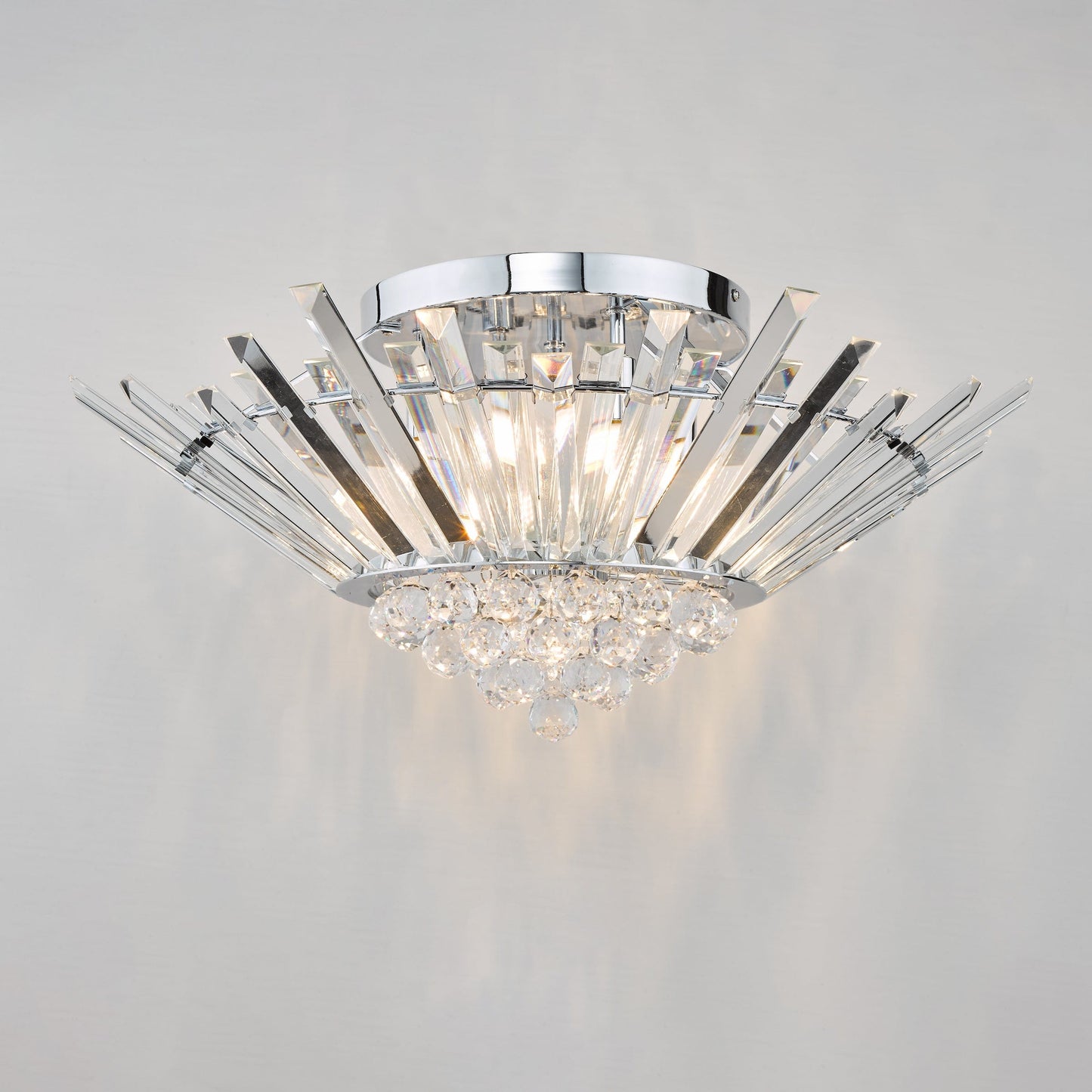 dar lighting Nimbus 5 Light Flush Polished Chrome Crystal NIM5050