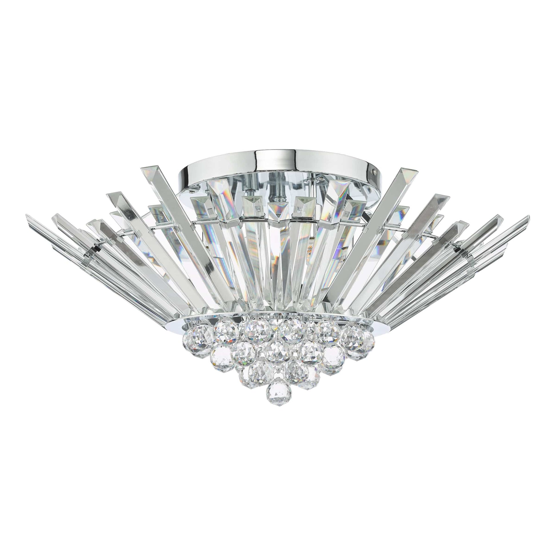 dar lighting Nimbus 5 Light Flush Polished Chrome Crystal NIM5050