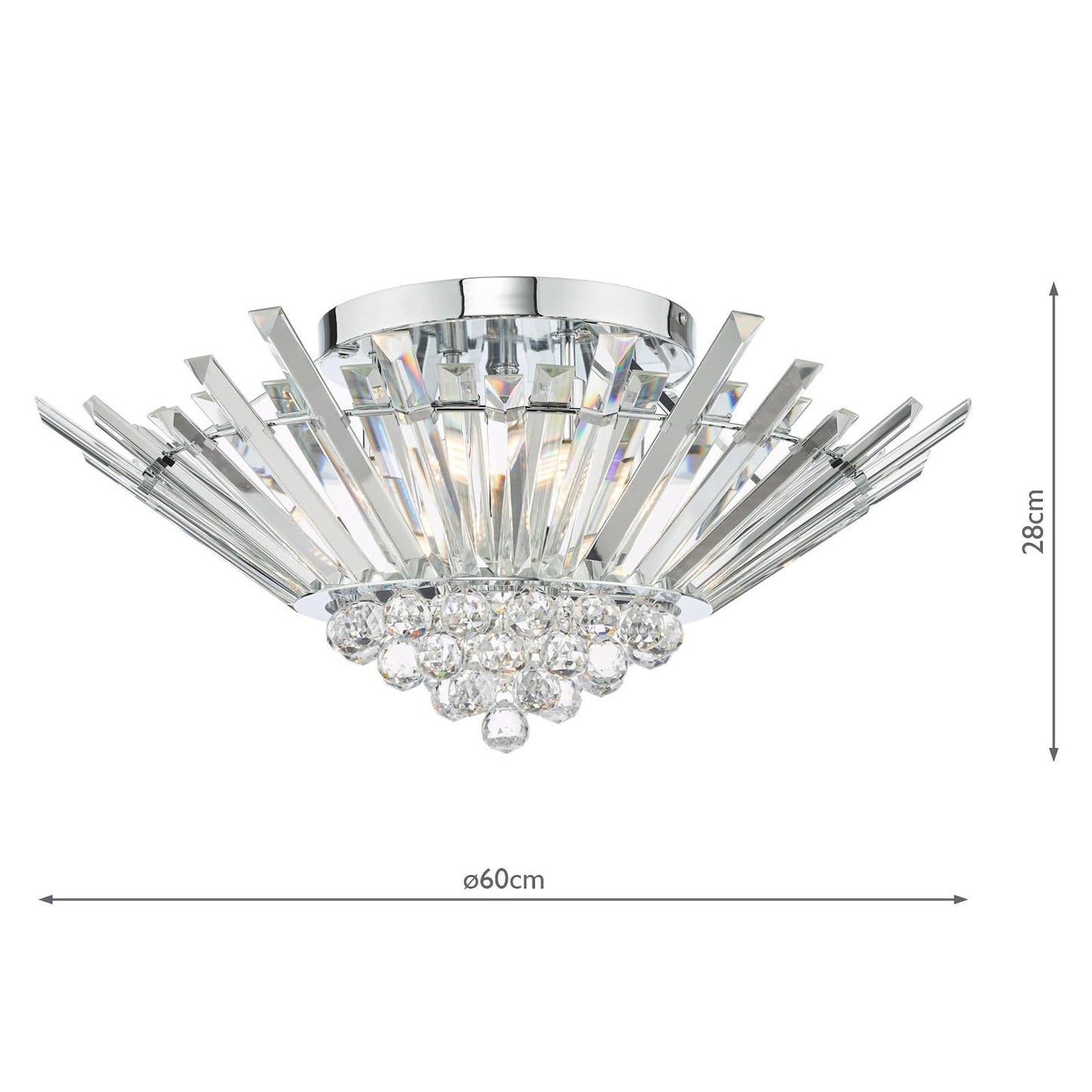 dar lighting Nimbus 5 Light Flush Polished Chrome Crystal NIM5050