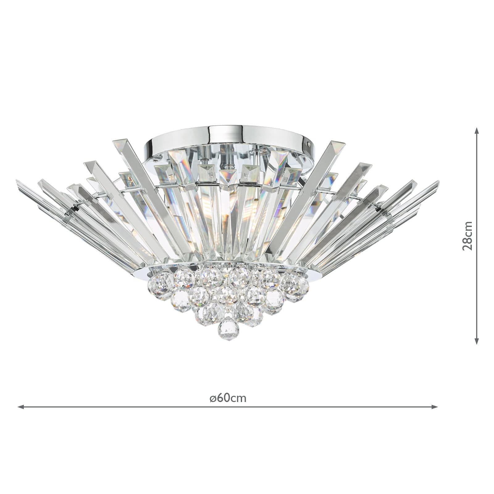 dar lighting Nimbus 5 Light Flush Polished Chrome Crystal NIM5050