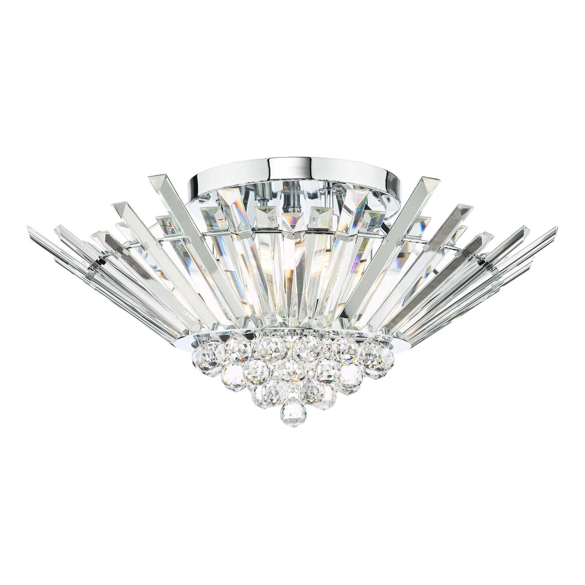 dar lighting Nimbus 5 Light Flush Polished Chrome Crystal NIM5050