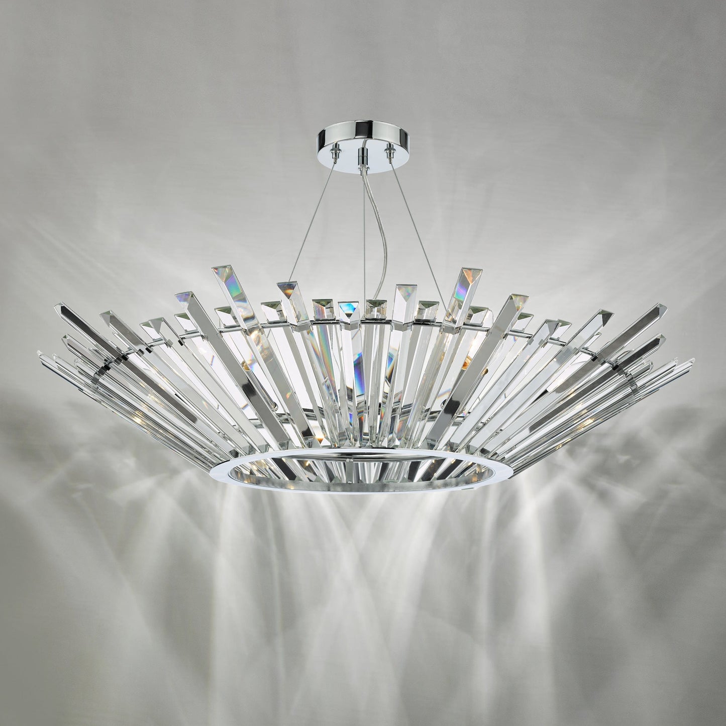 dar lighting Nimbus 6 Light Pendant Polished Chrome Crystal NIM0650