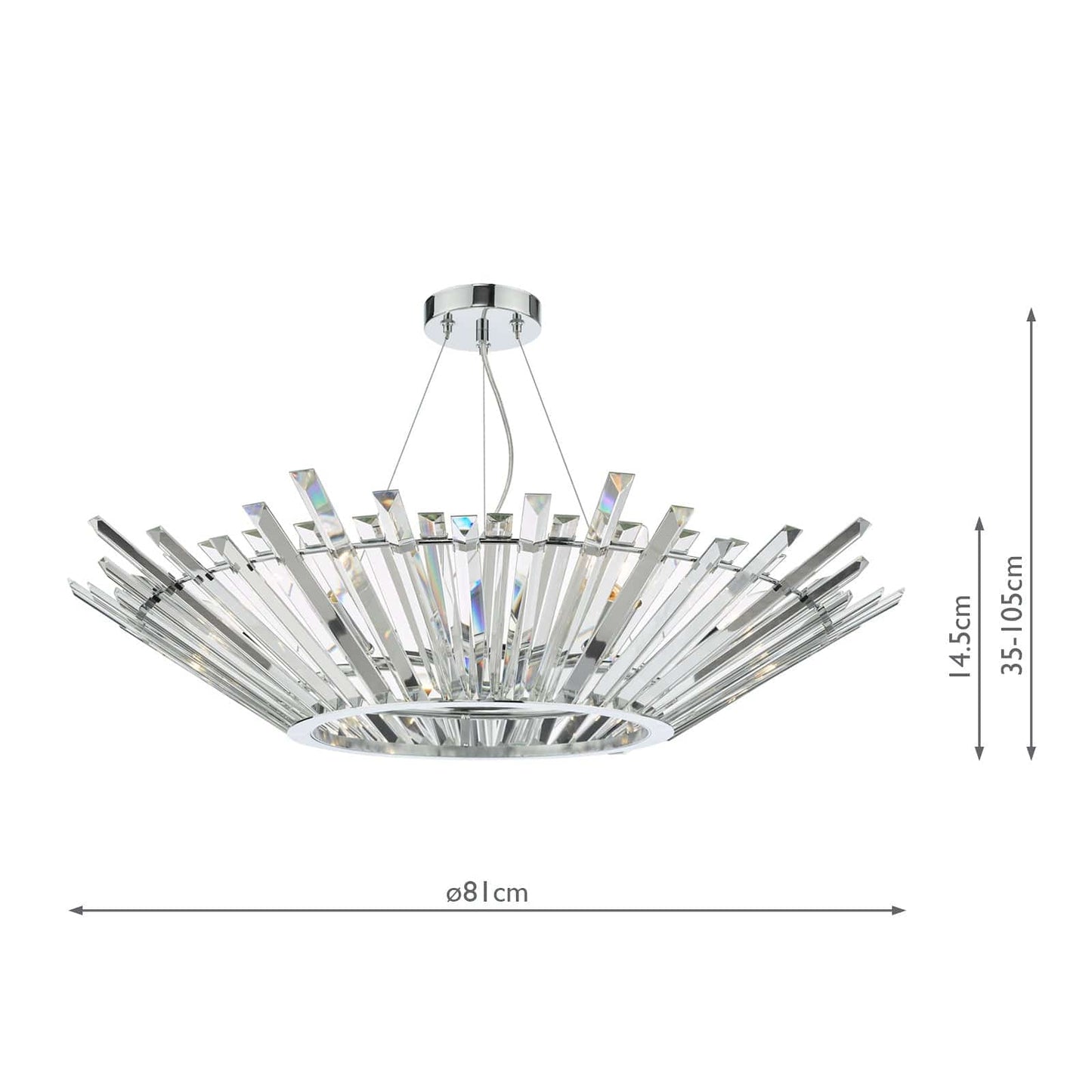 dar lighting Nimbus 6 Light Pendant Polished Chrome Crystal NIM0650