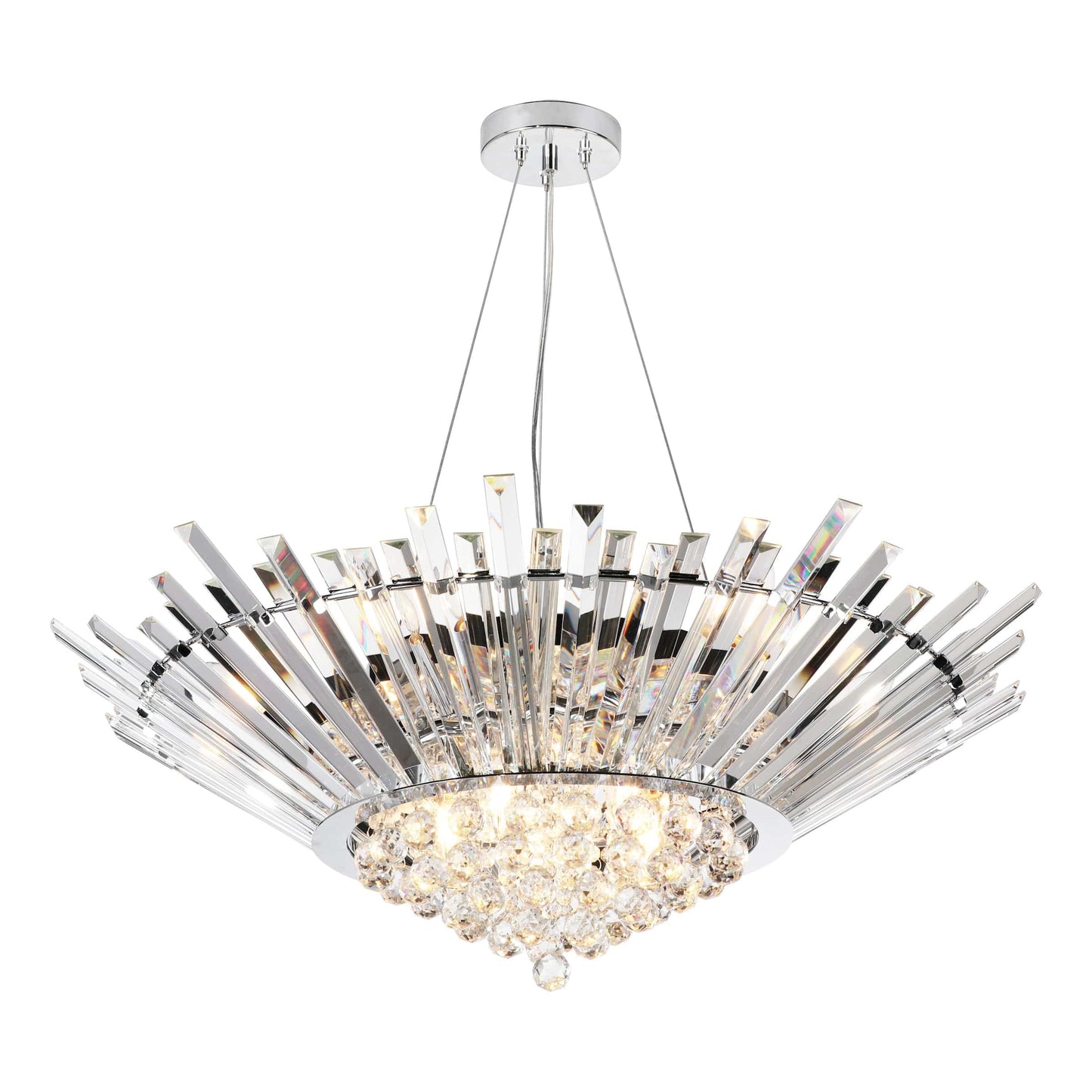 dar lighting Nimbus 9 Light Chandelier Crystal and Polished Chrome NIM1350