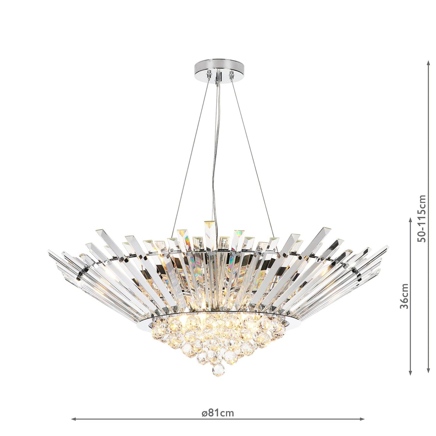 dar lighting Nimbus 9 Light Chandelier Crystal and Polished Chrome NIM1350