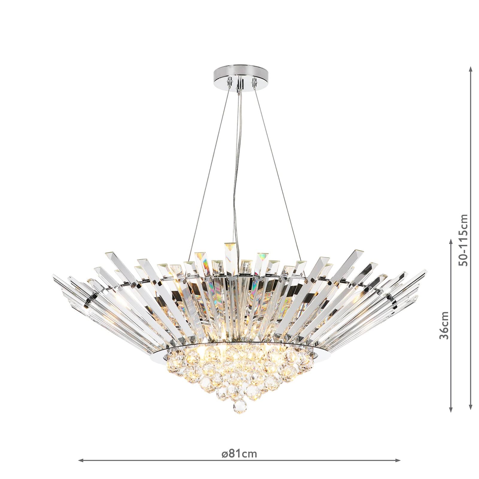 dar lighting Nimbus 9 Light Chandelier Crystal and Polished Chrome NIM1350