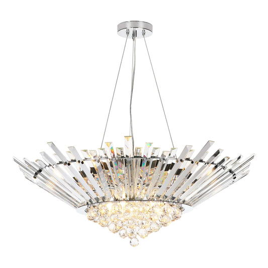 dar lighting Nimbus 9 Light Chandelier Crystal and Polished Chrome NIM1350