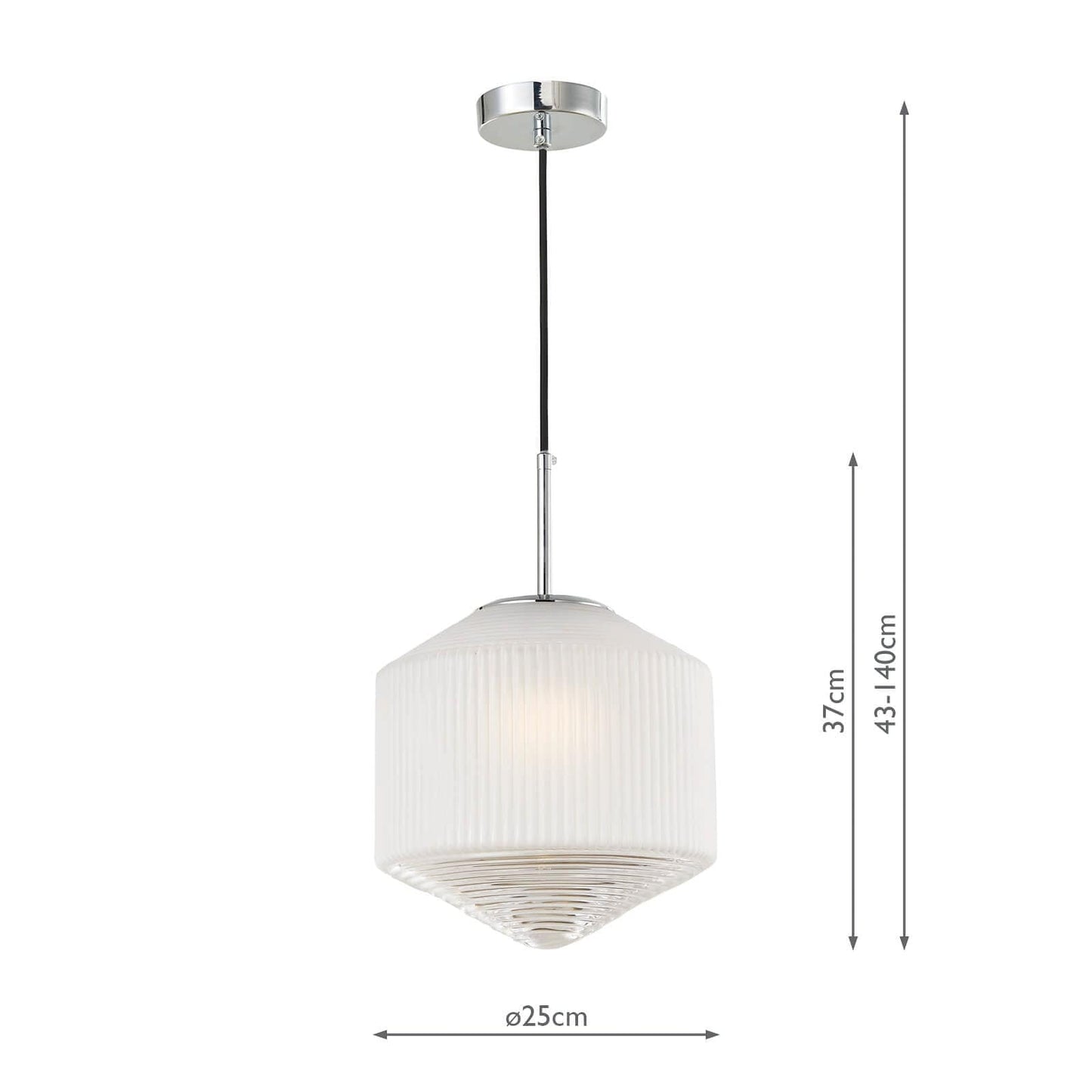 dar lighting Nisha 1 Light Pendant Polished Chrome And Frosted/Clear Glass NIS0108