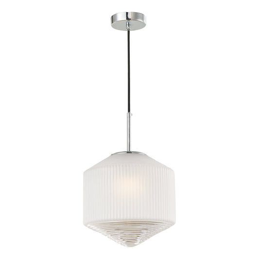 dar lighting Nisha 1 Light Pendant Polished Chrome And Frosted/Clear Glass NIS0108