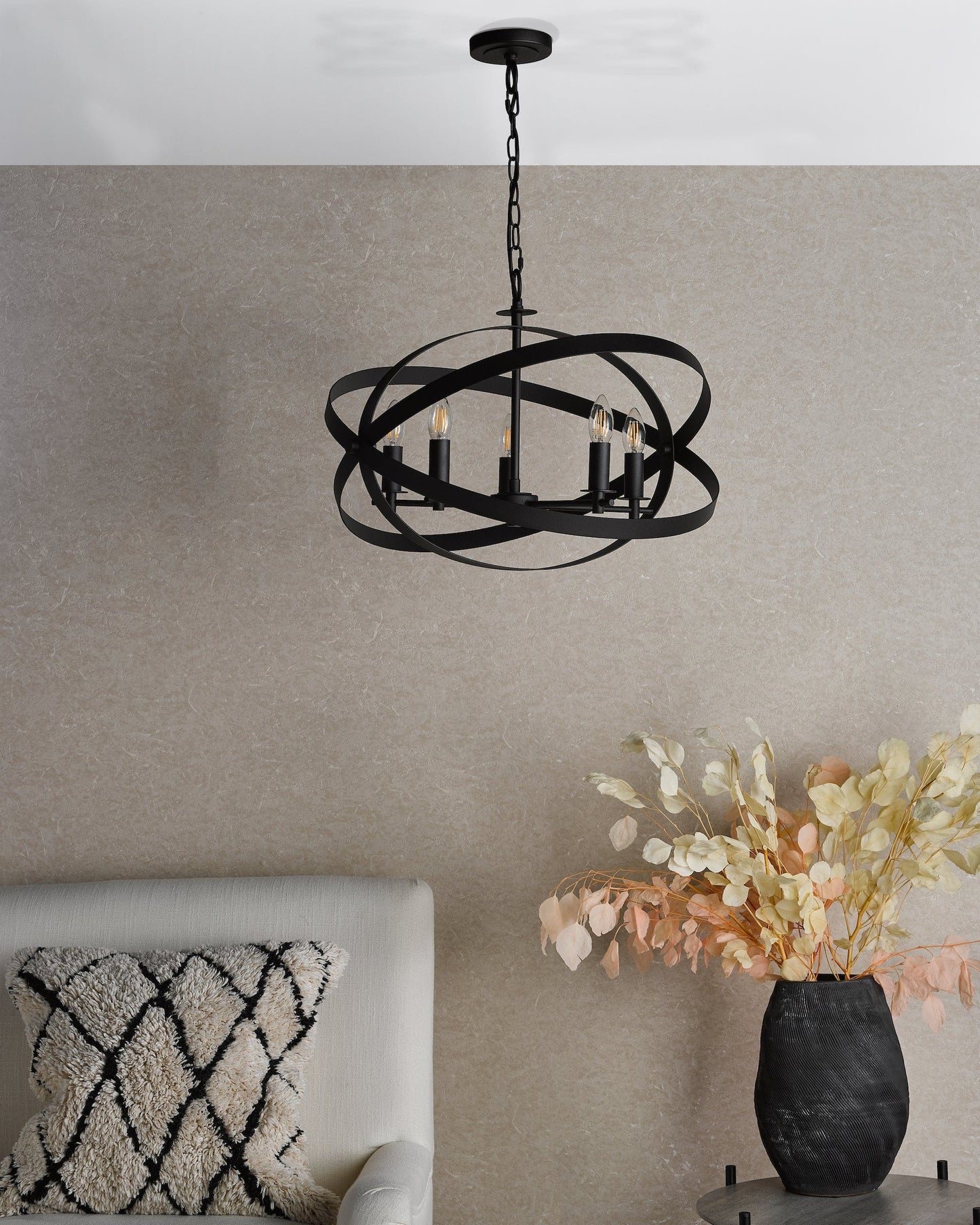 dar lighting Nitya 5 Light Pendant Matt Black NIT0522