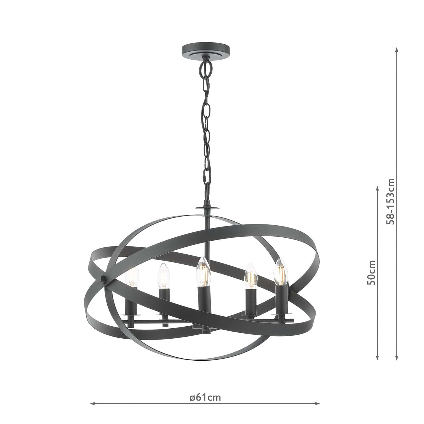dar lighting Nitya 5 Light Pendant Matt Black NIT0522