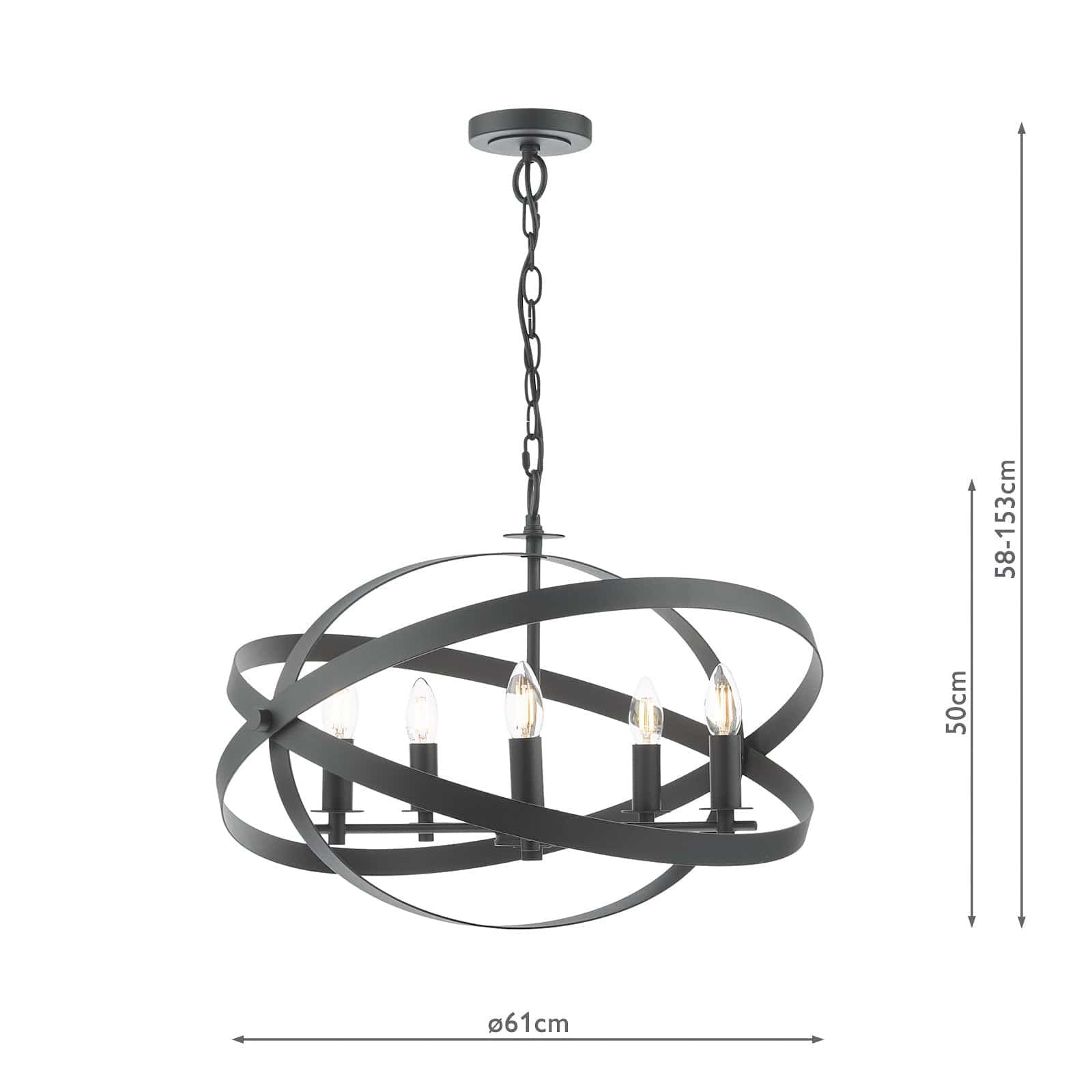 dar lighting Nitya 5 Light Pendant Matt Black NIT0522