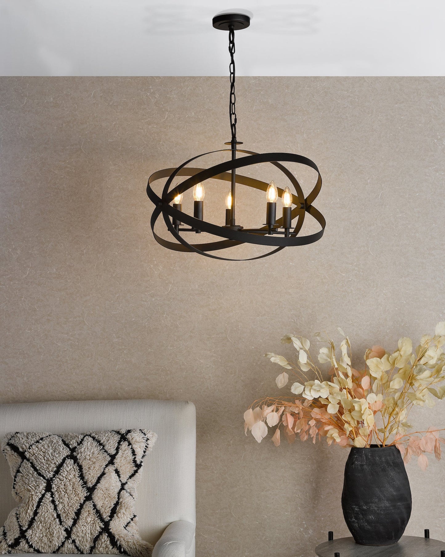 dar lighting Nitya 5 Light Pendant Matt Black NIT0522