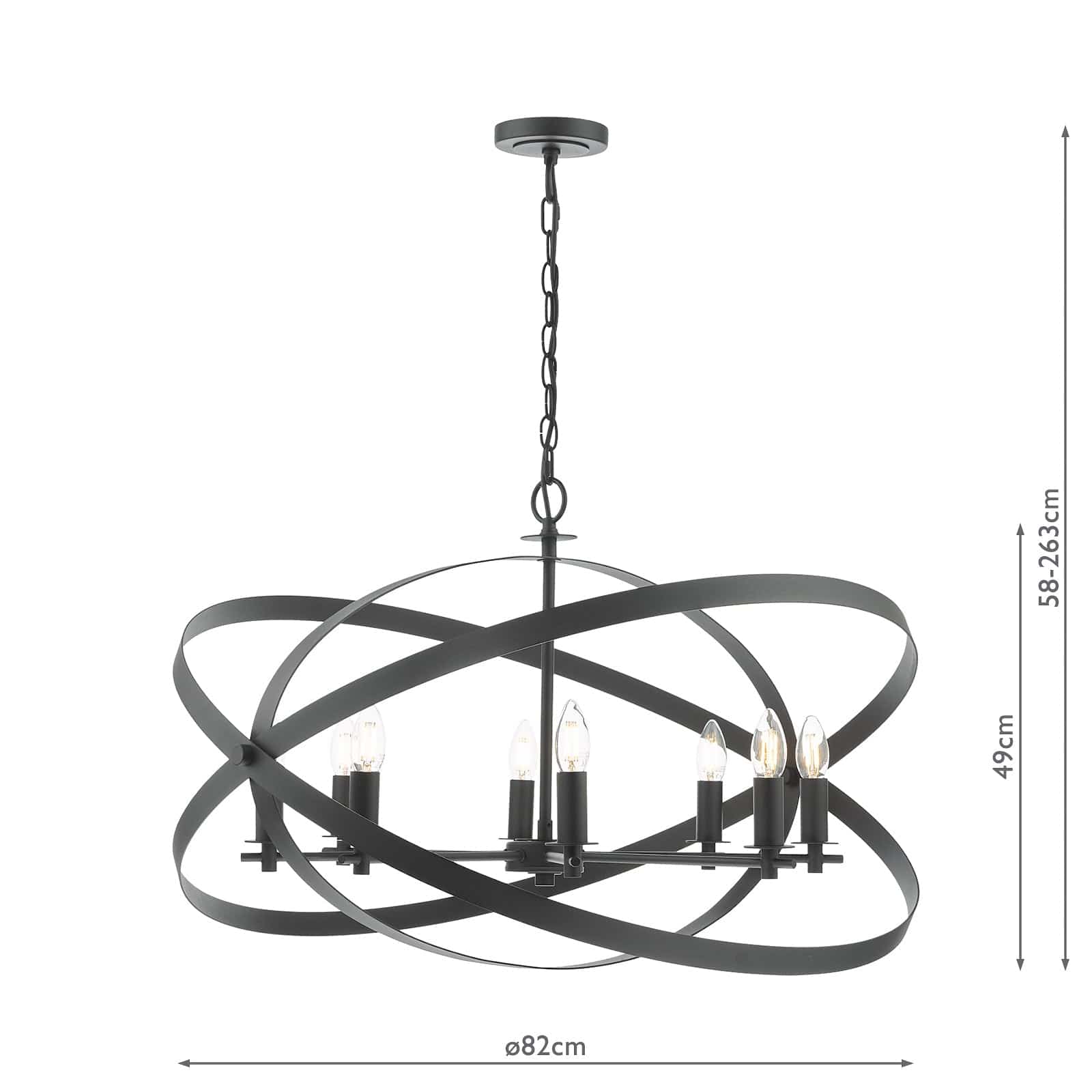 dar lighting Nitya 8 Light Pendant Matt Black NIT0822