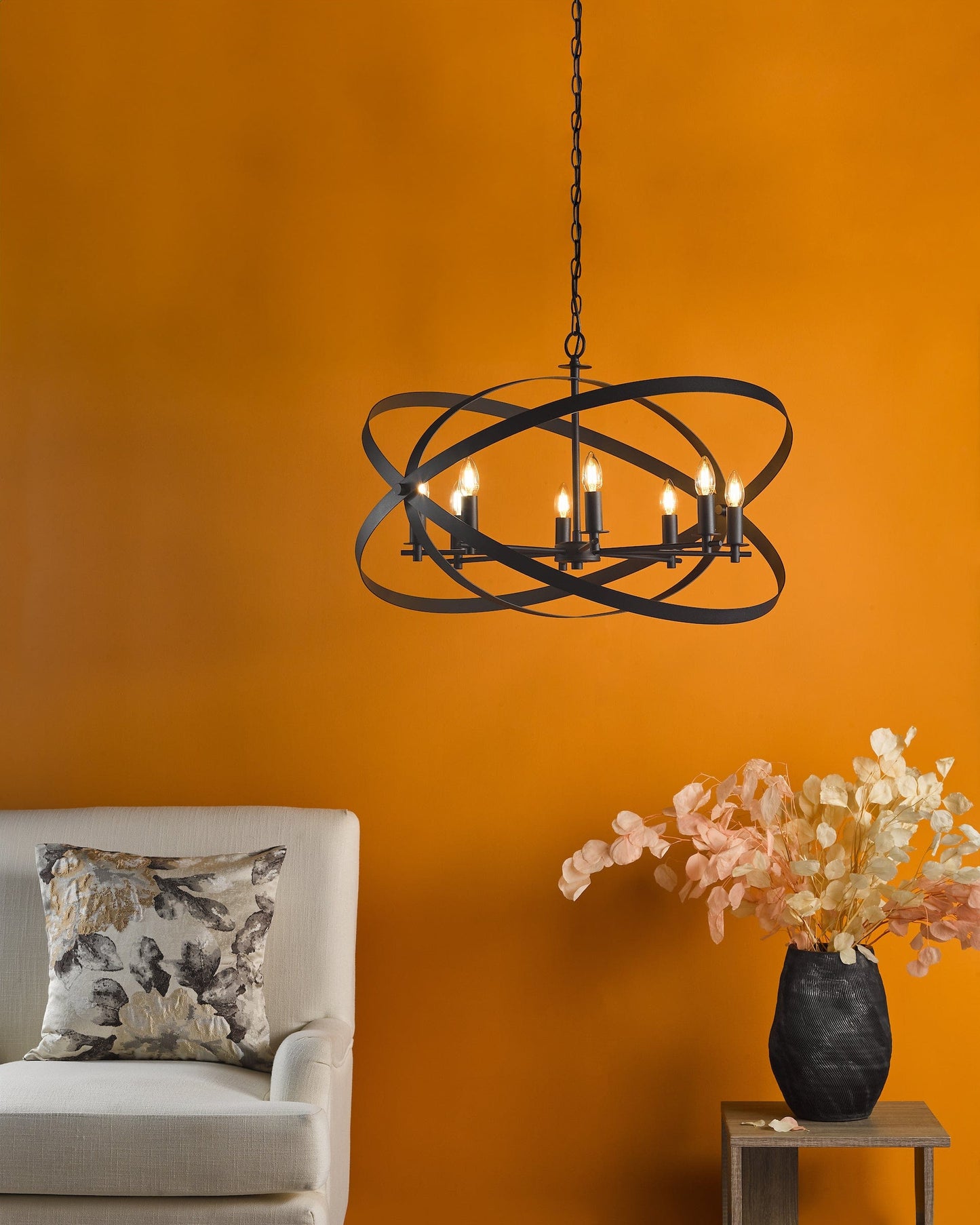 dar lighting Nitya 8 Light Pendant Matt Black NIT0822