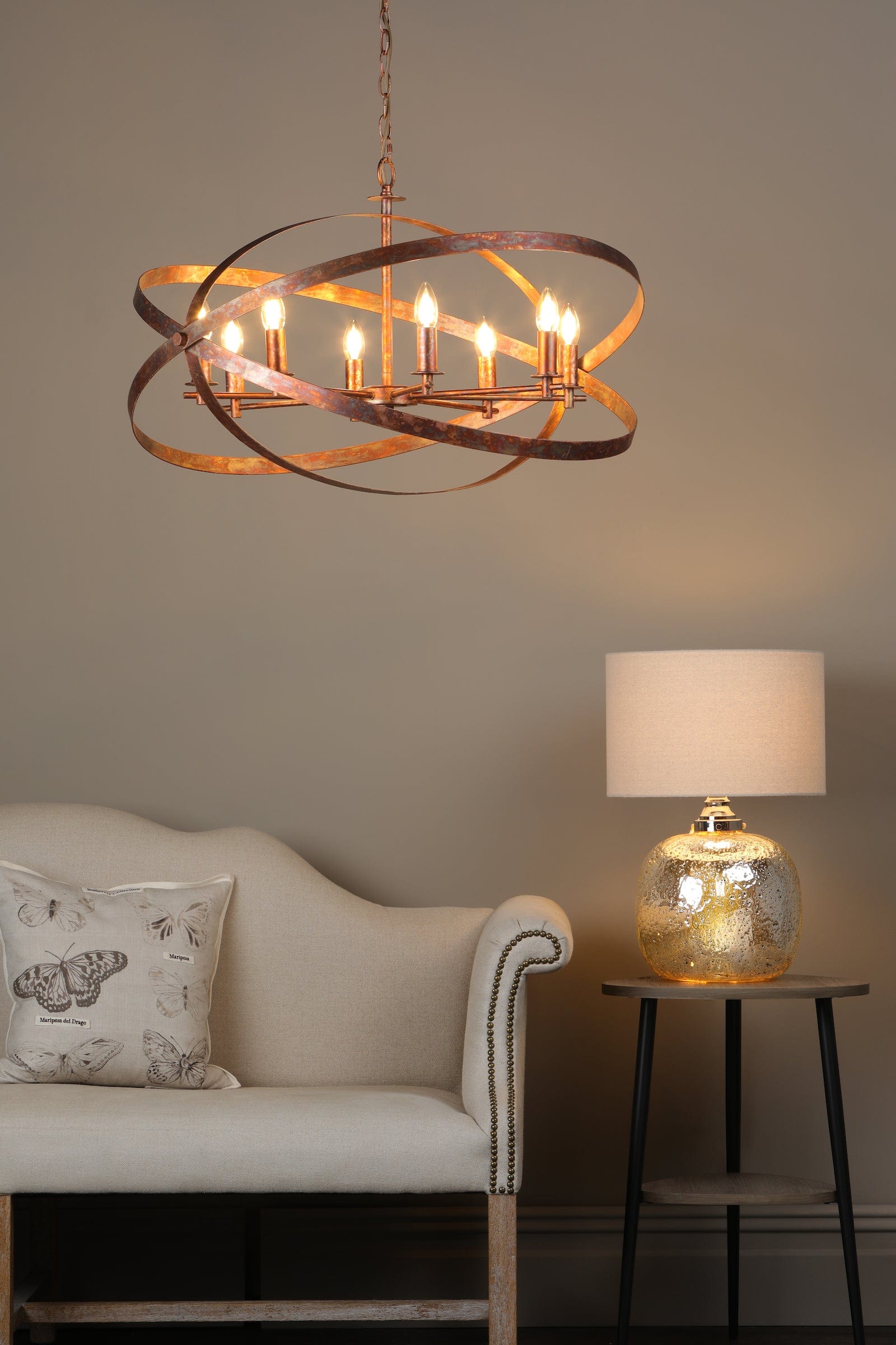 dar lighting Nitya 8 Light Pendant Mottled Copper NIT0864