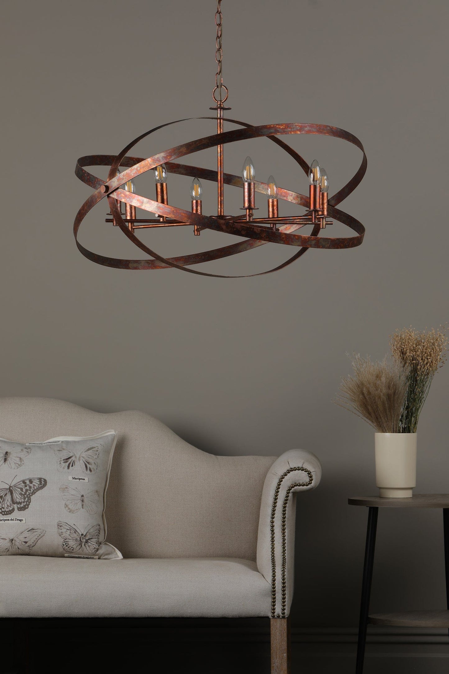 dar lighting Nitya 8 Light Pendant Mottled Copper NIT0864