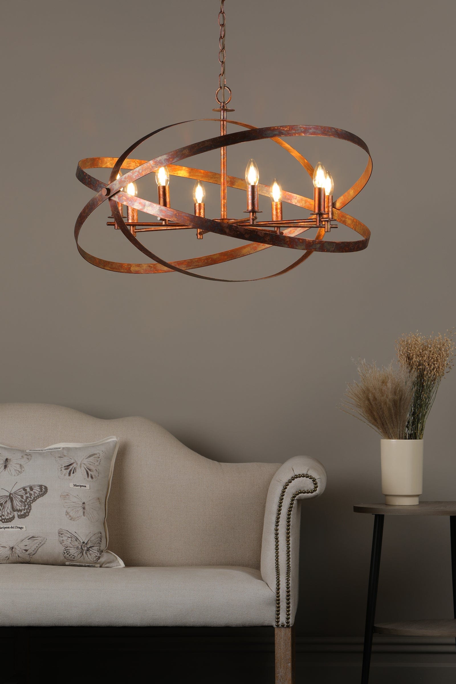 dar lighting Nitya 8 Light Pendant Mottled Copper NIT0864