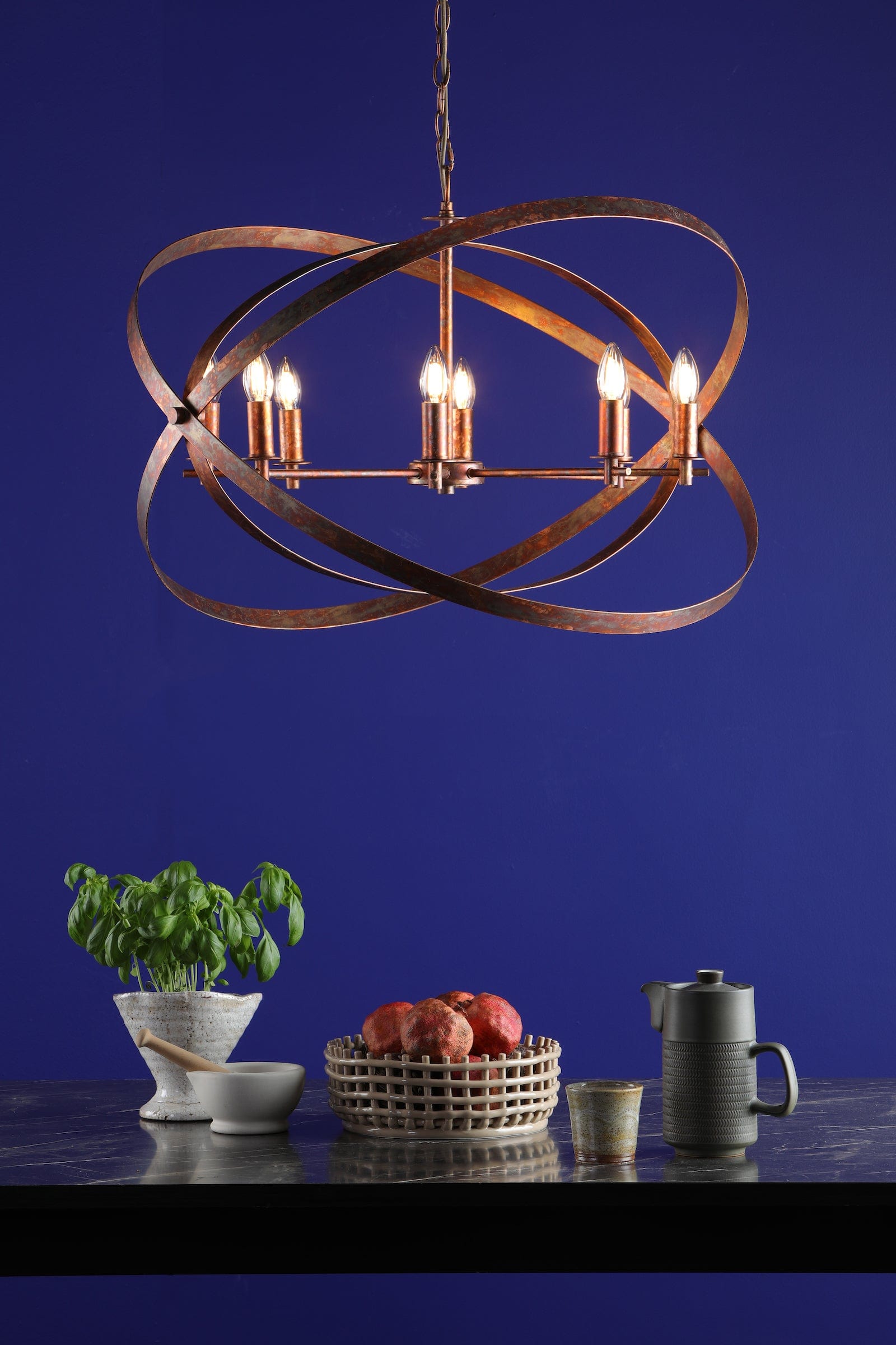 dar lighting Nitya 8 Light Pendant Mottled Copper NIT0864